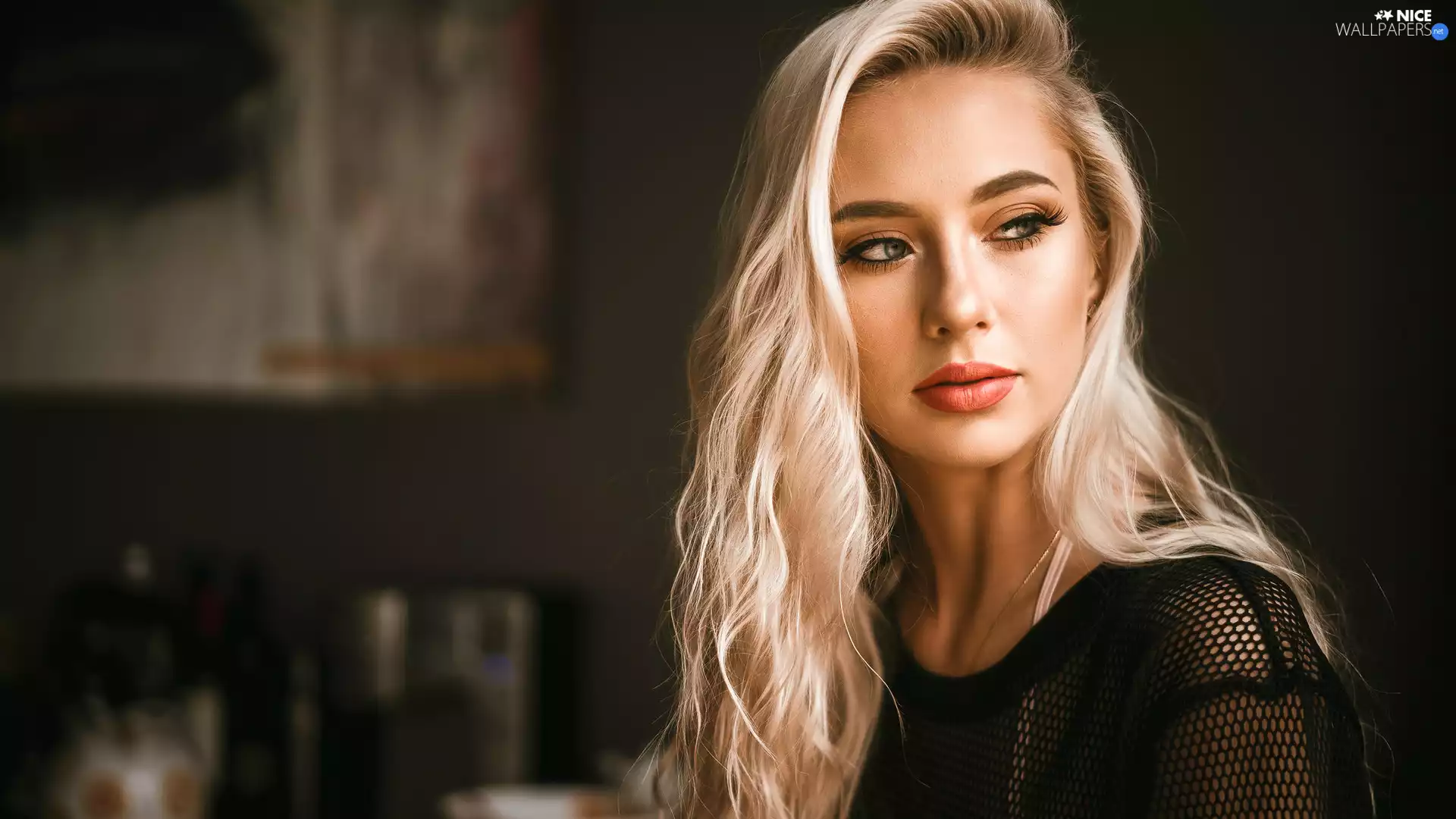 Castellated, Blouse, Blonde, black, Women