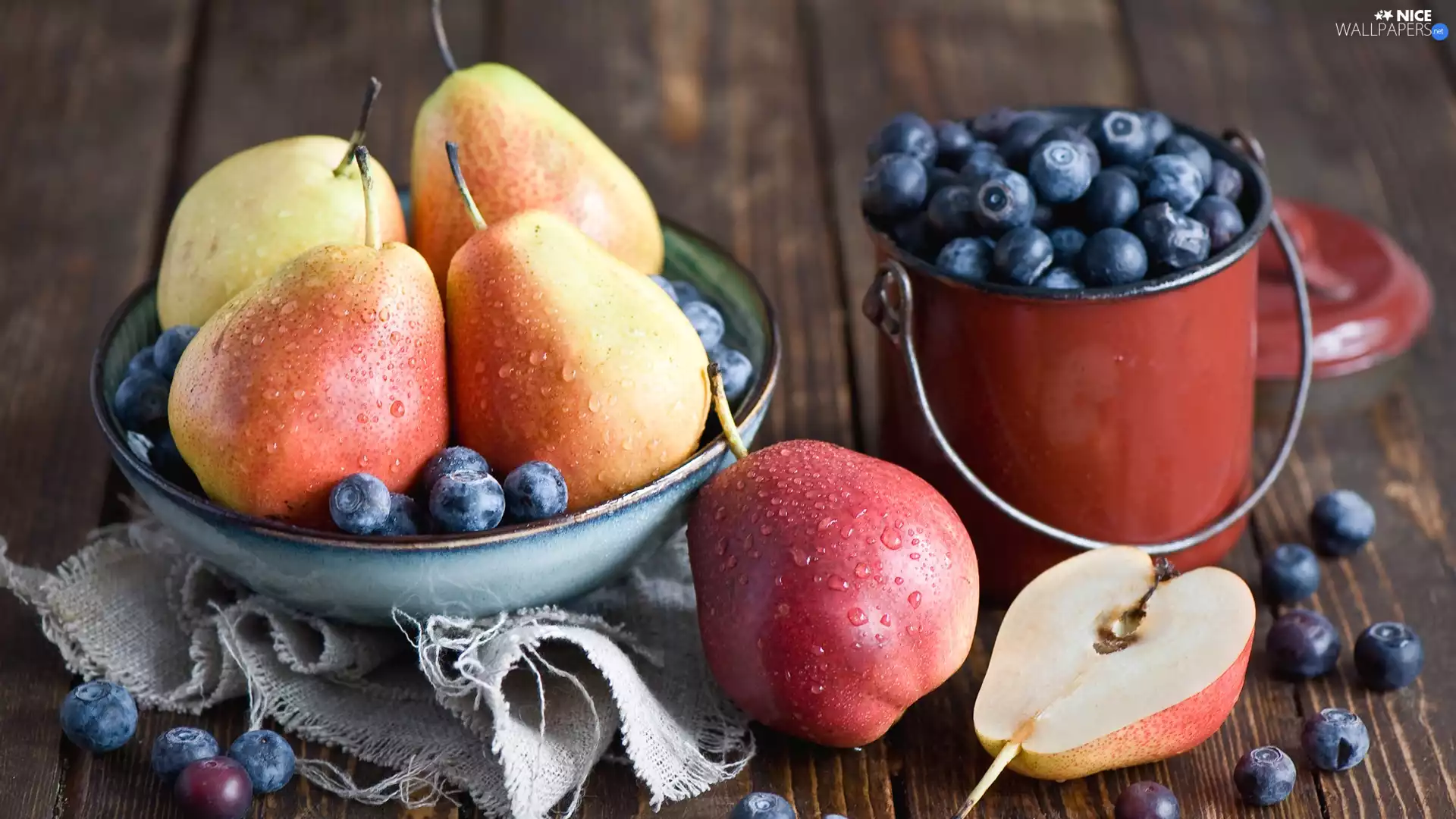 Bucket, drops, bowl, blueberries, truck concrete mixer