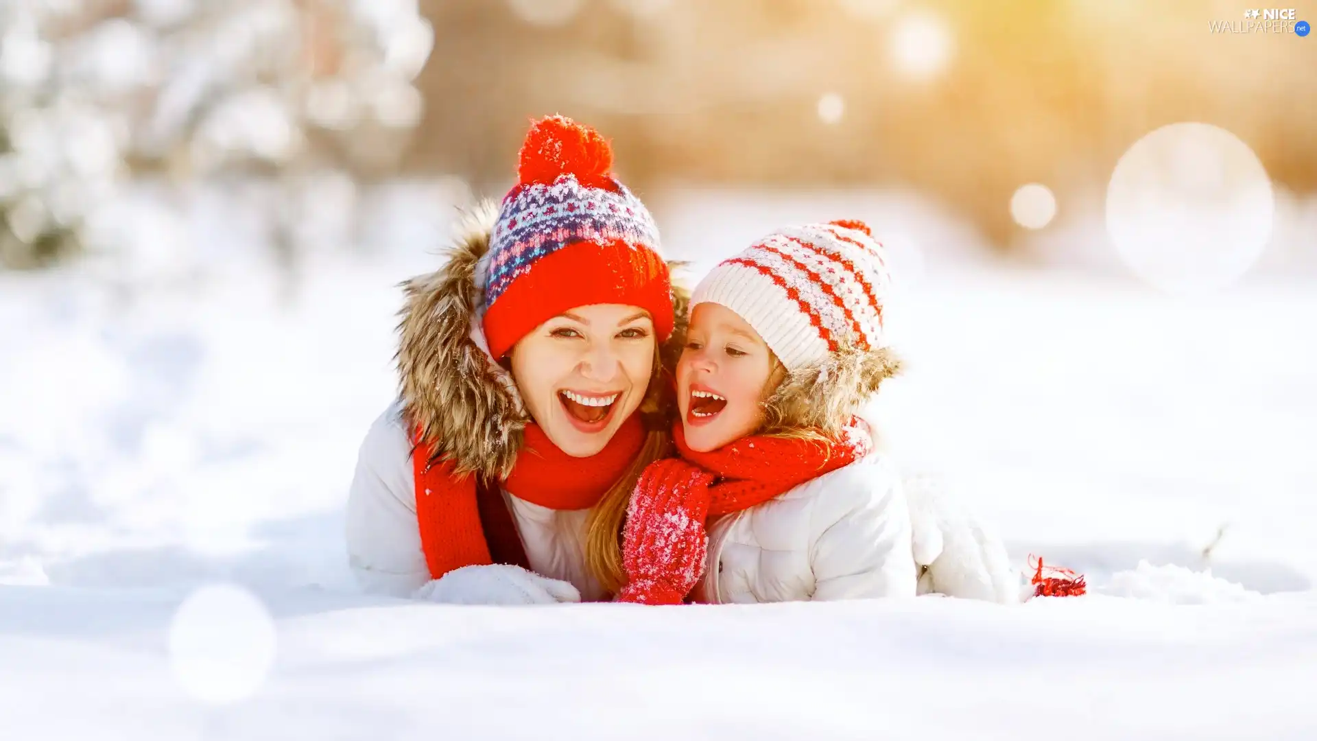 snow, blur, girl, winter, Women