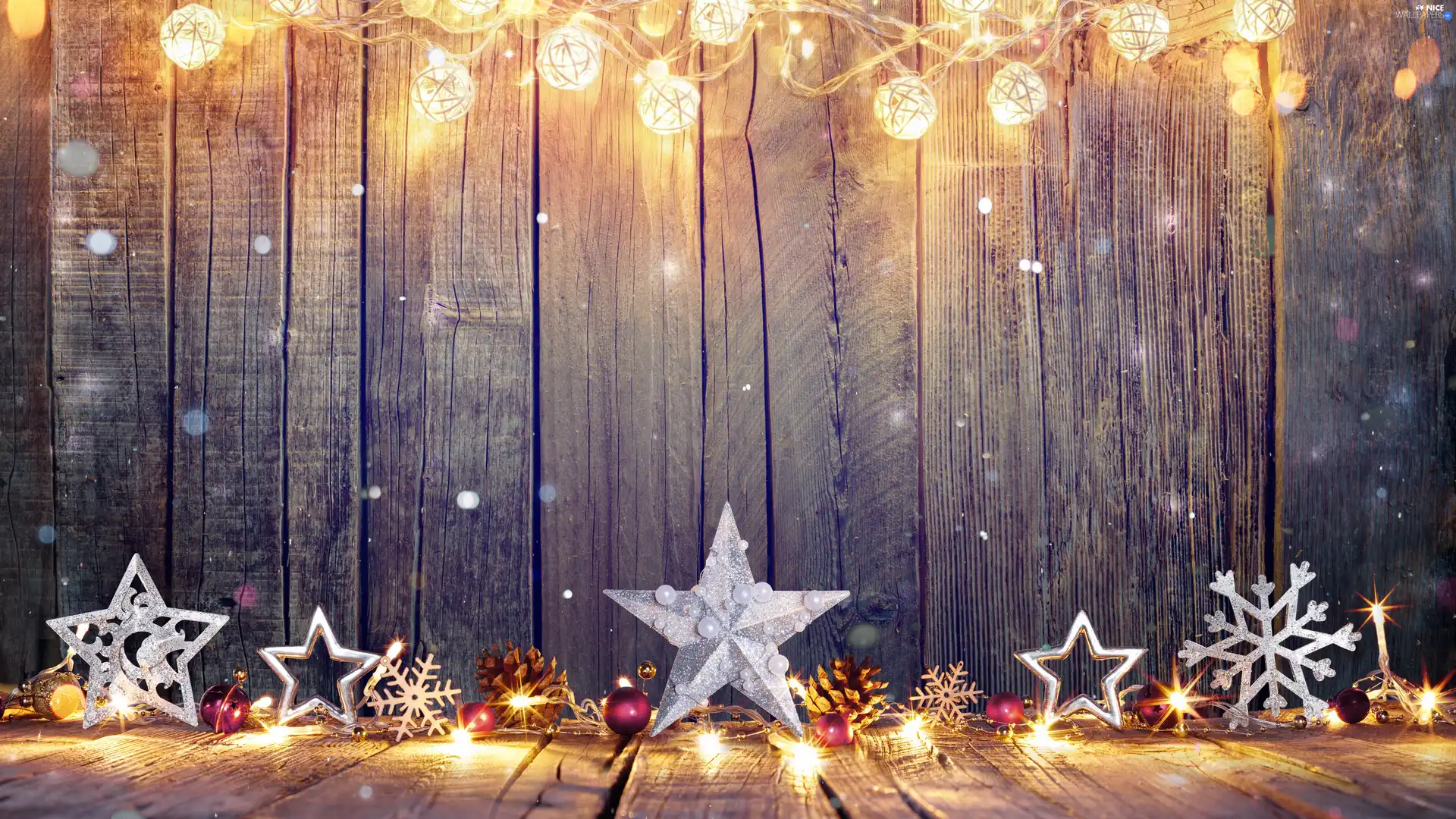 light, Christmas, cones, Stars, decoration, boarding, Christmas