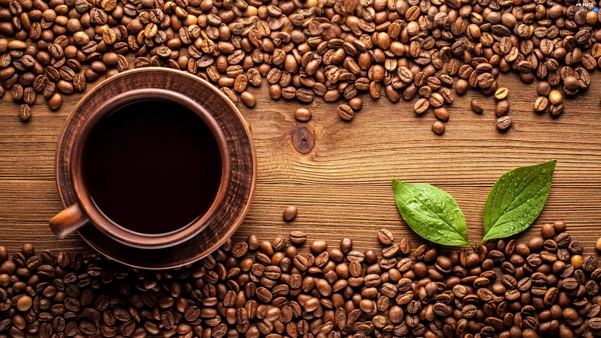 scattered, coffee, leaves, boarding, grains, cup