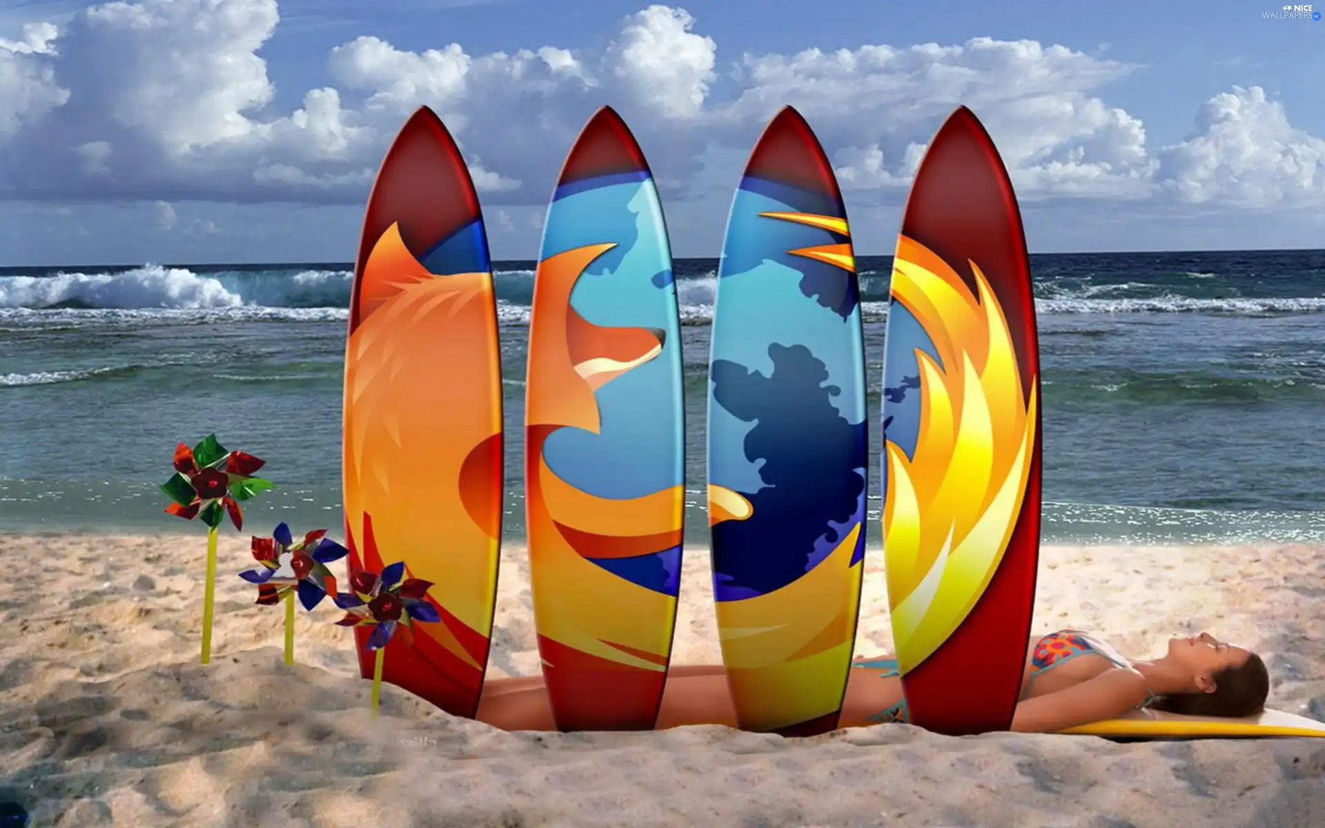 boarding, surfboards, FireFox, Beaches, Mozilla