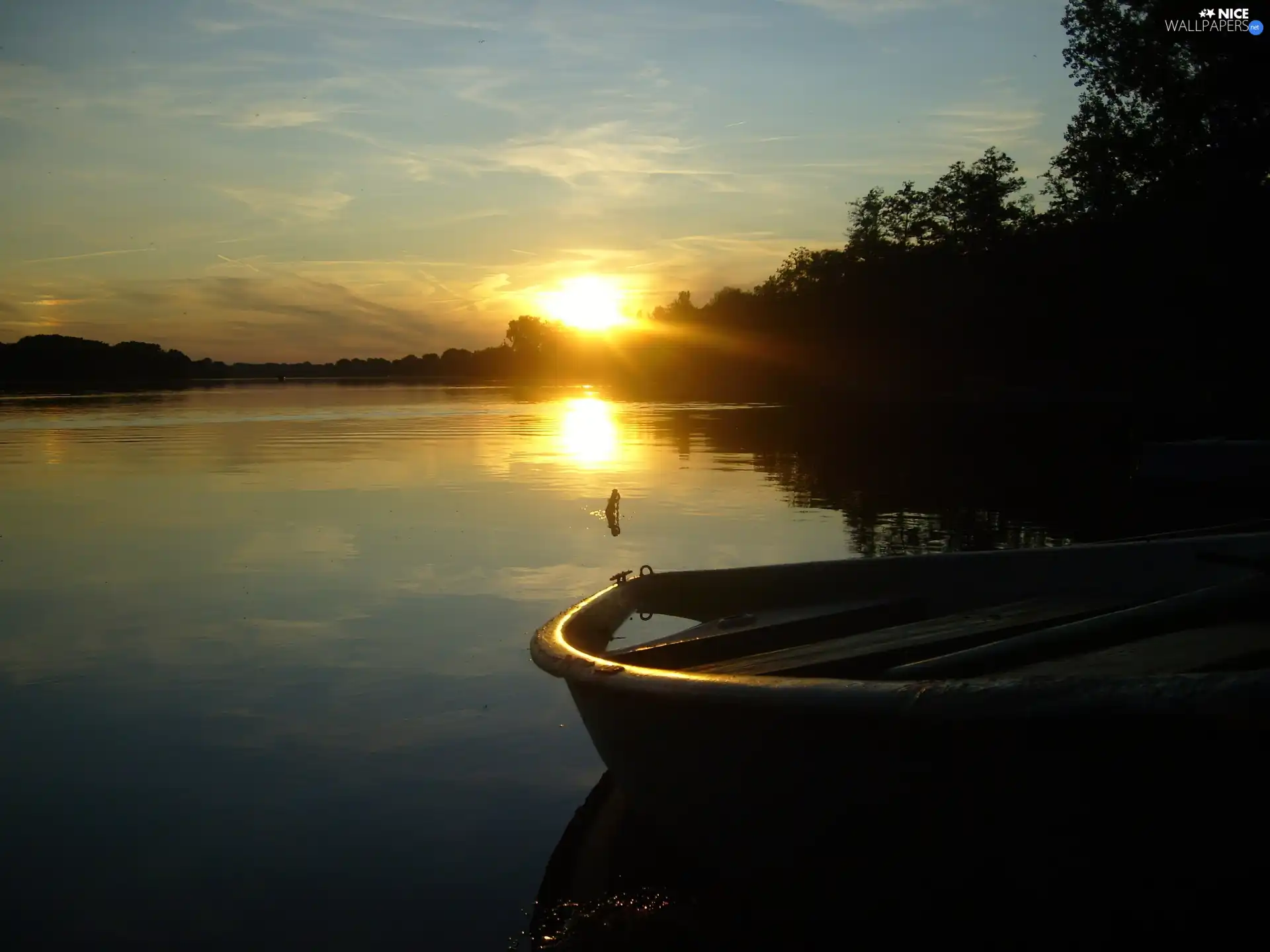 Boat, west, sun