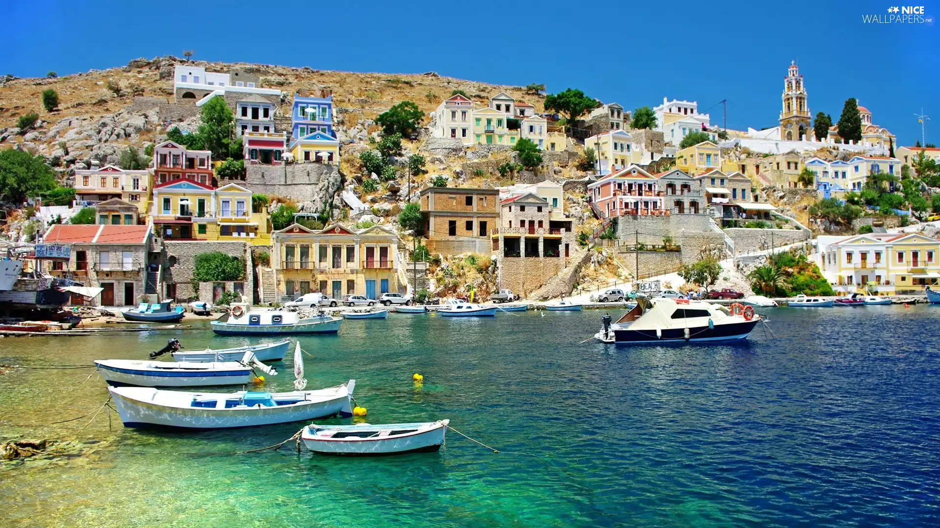 sea, Houses, Greece, boats