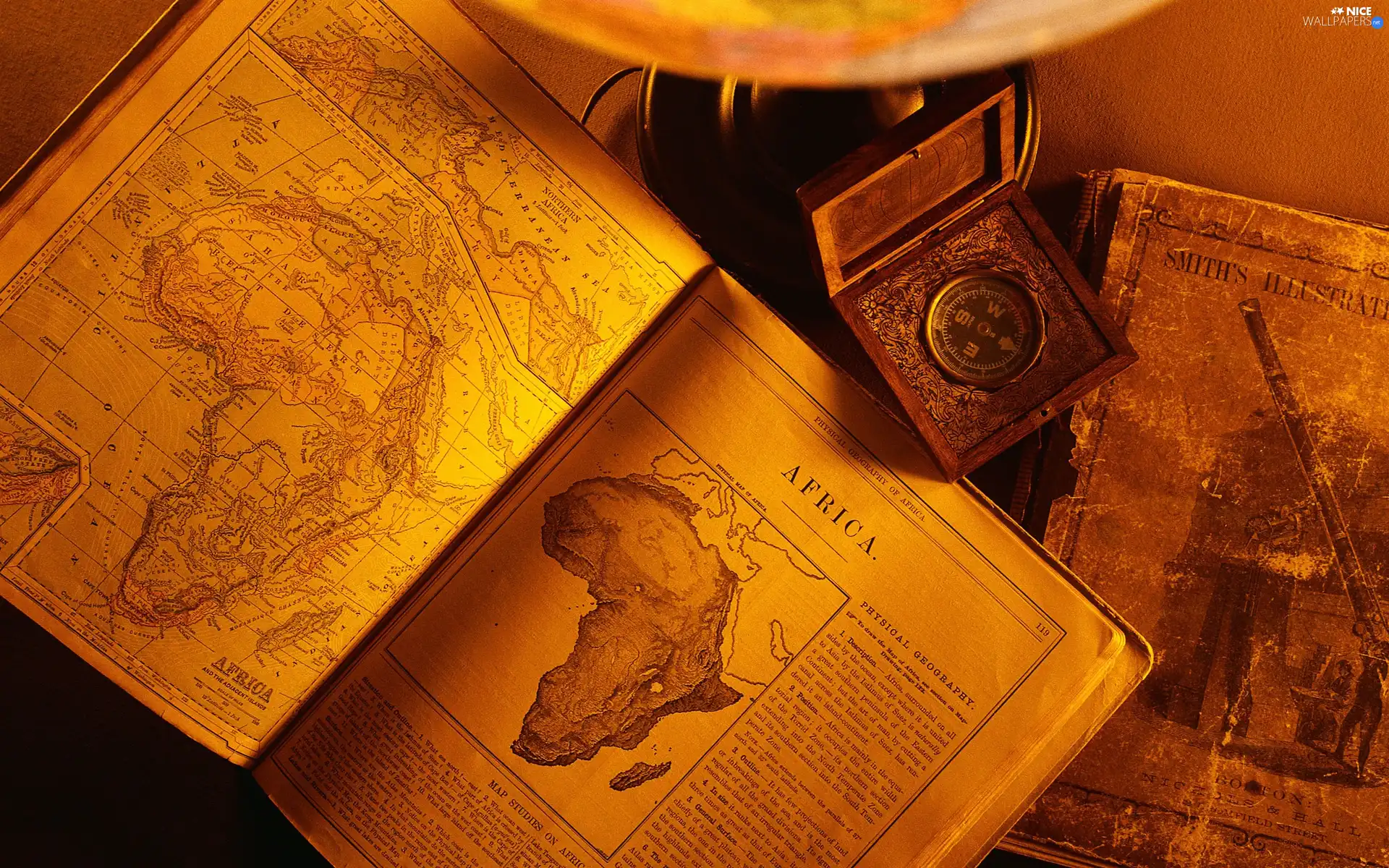 Book, atlas, compass