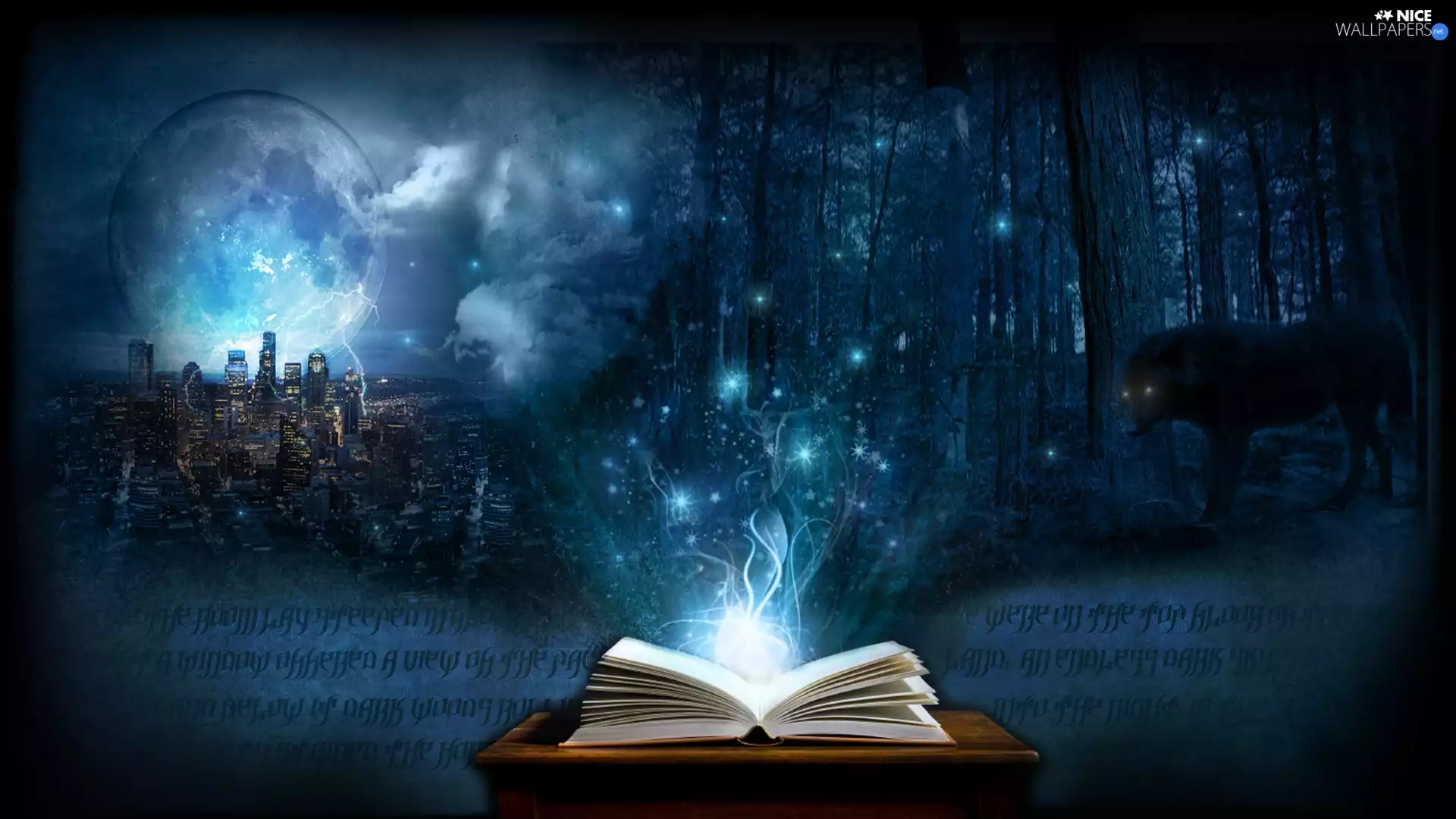 Magic, moon, Wolf, book