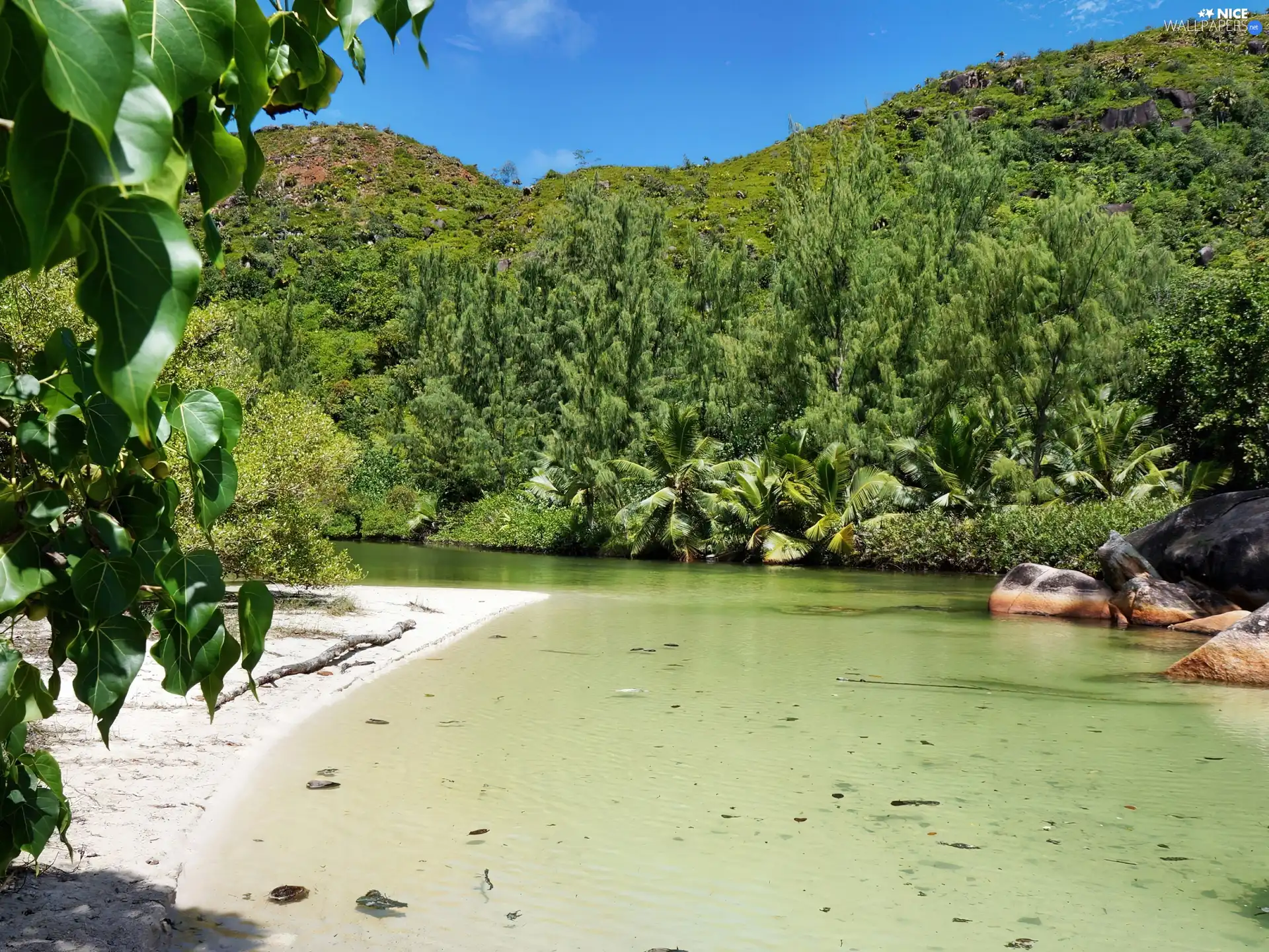 boulders, lake, Beaches