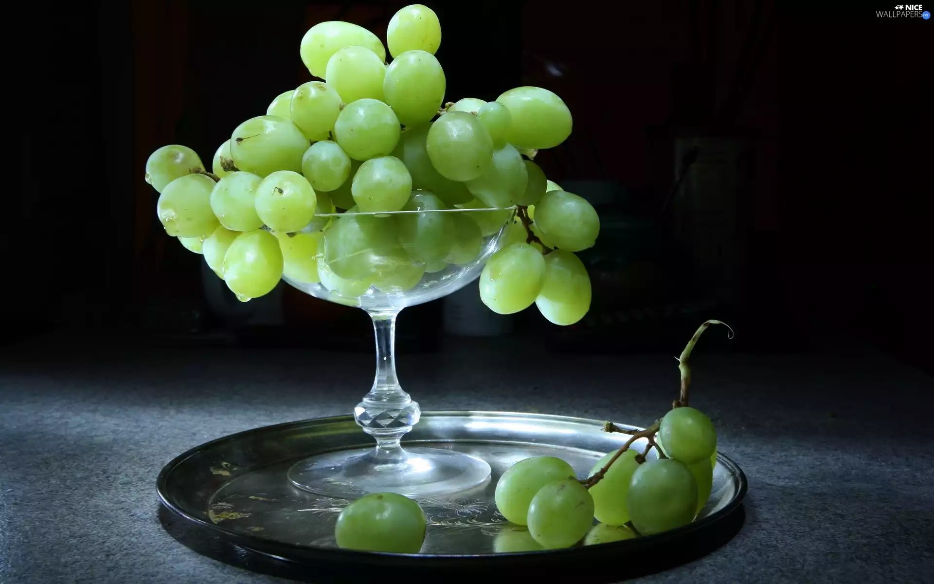 Bowl, Grapes, Tray