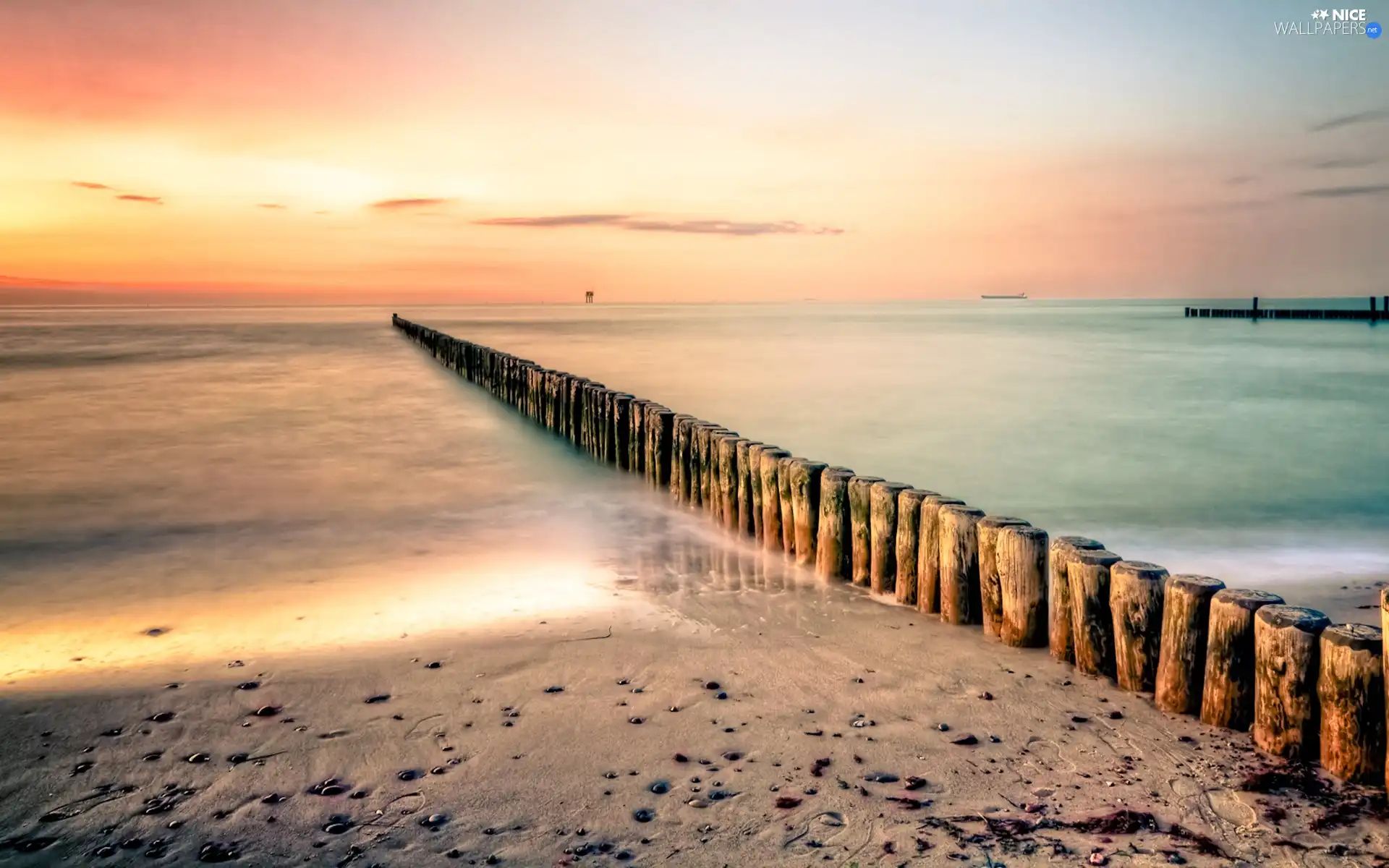 breakwater, sea, Sky