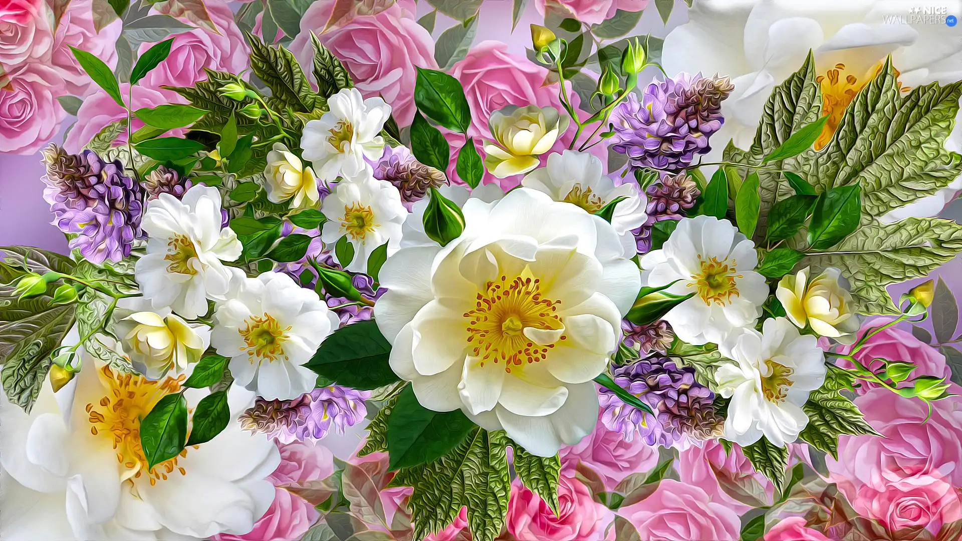 Flowers, wistaria, graphics, Briar