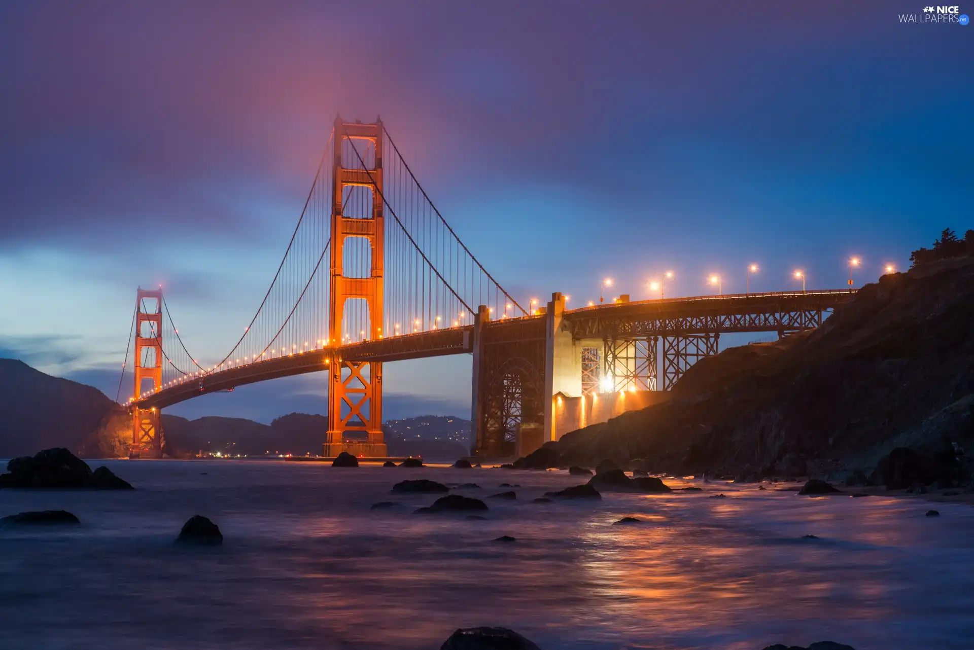 Golden Gate, Floodlit, bridge