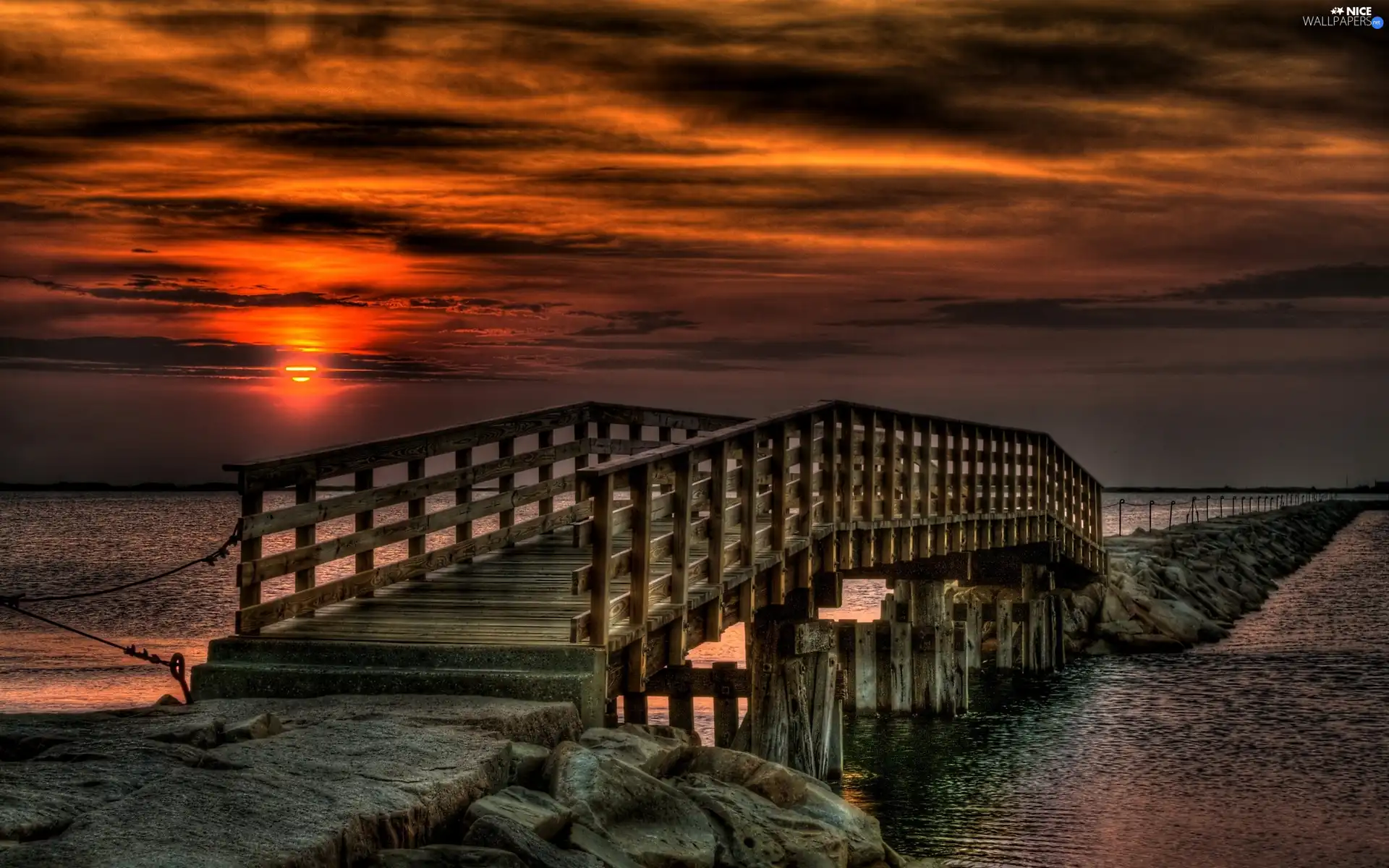 bridge, west, sun