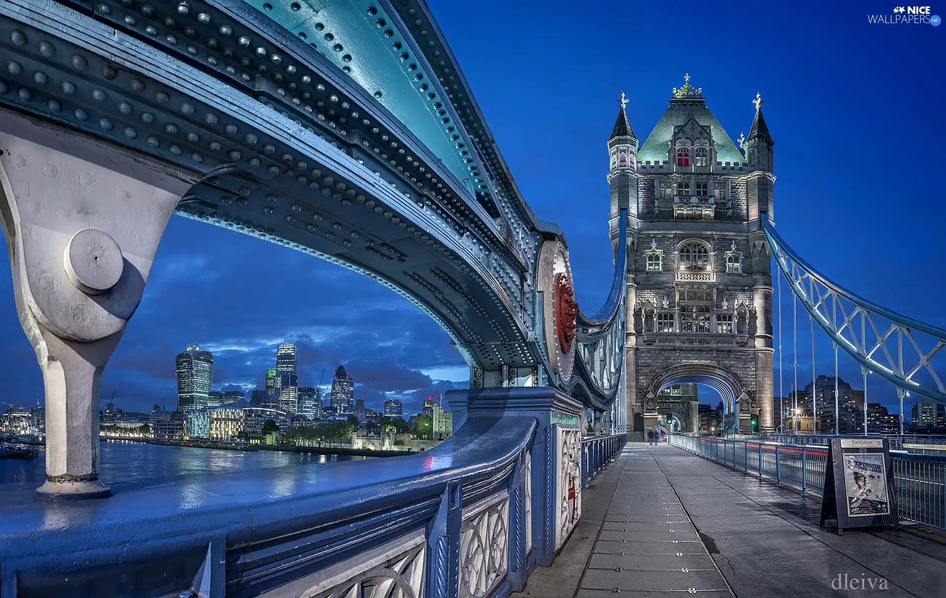 London, City at Night, Tower Bridge, bridge