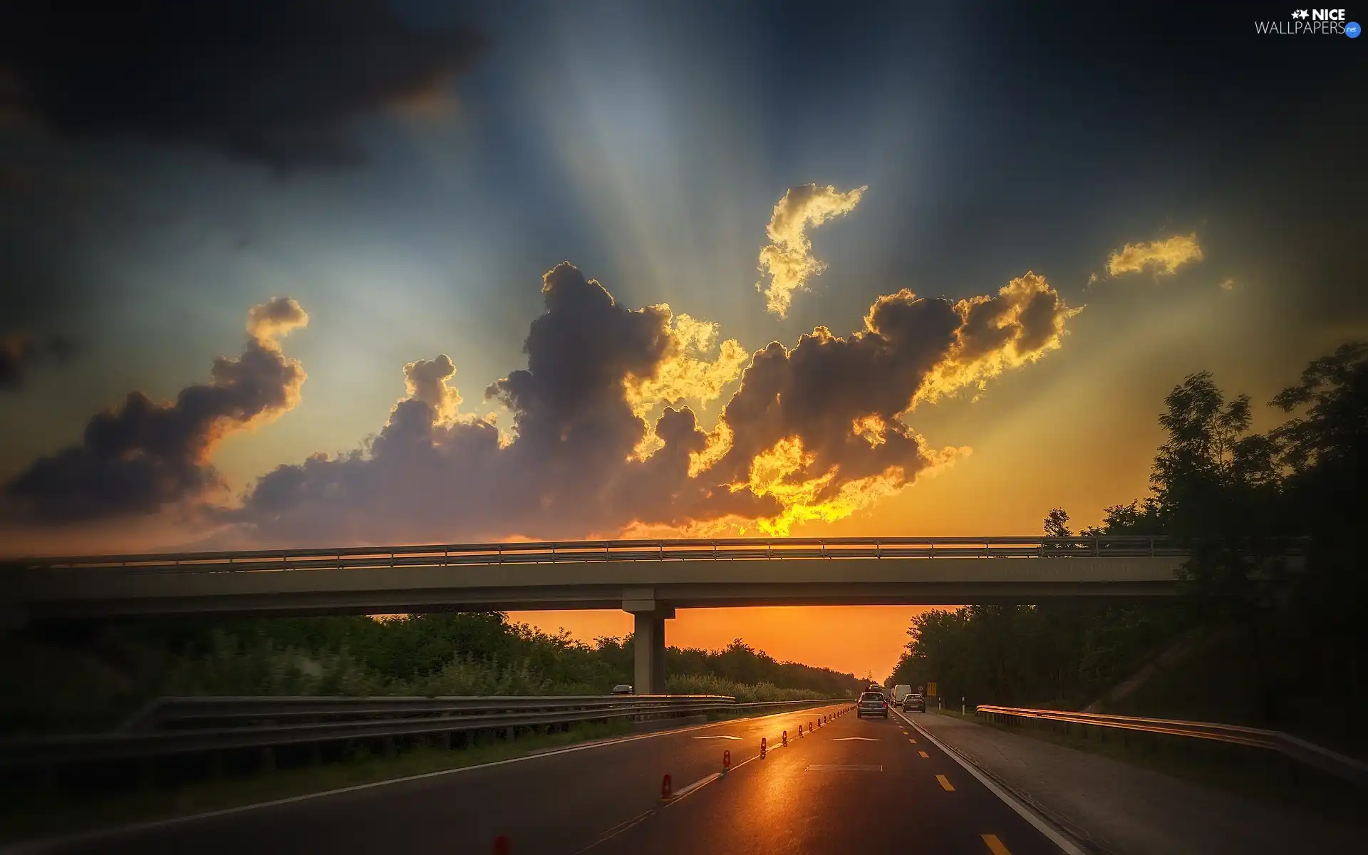 west, Way, bridge, sun