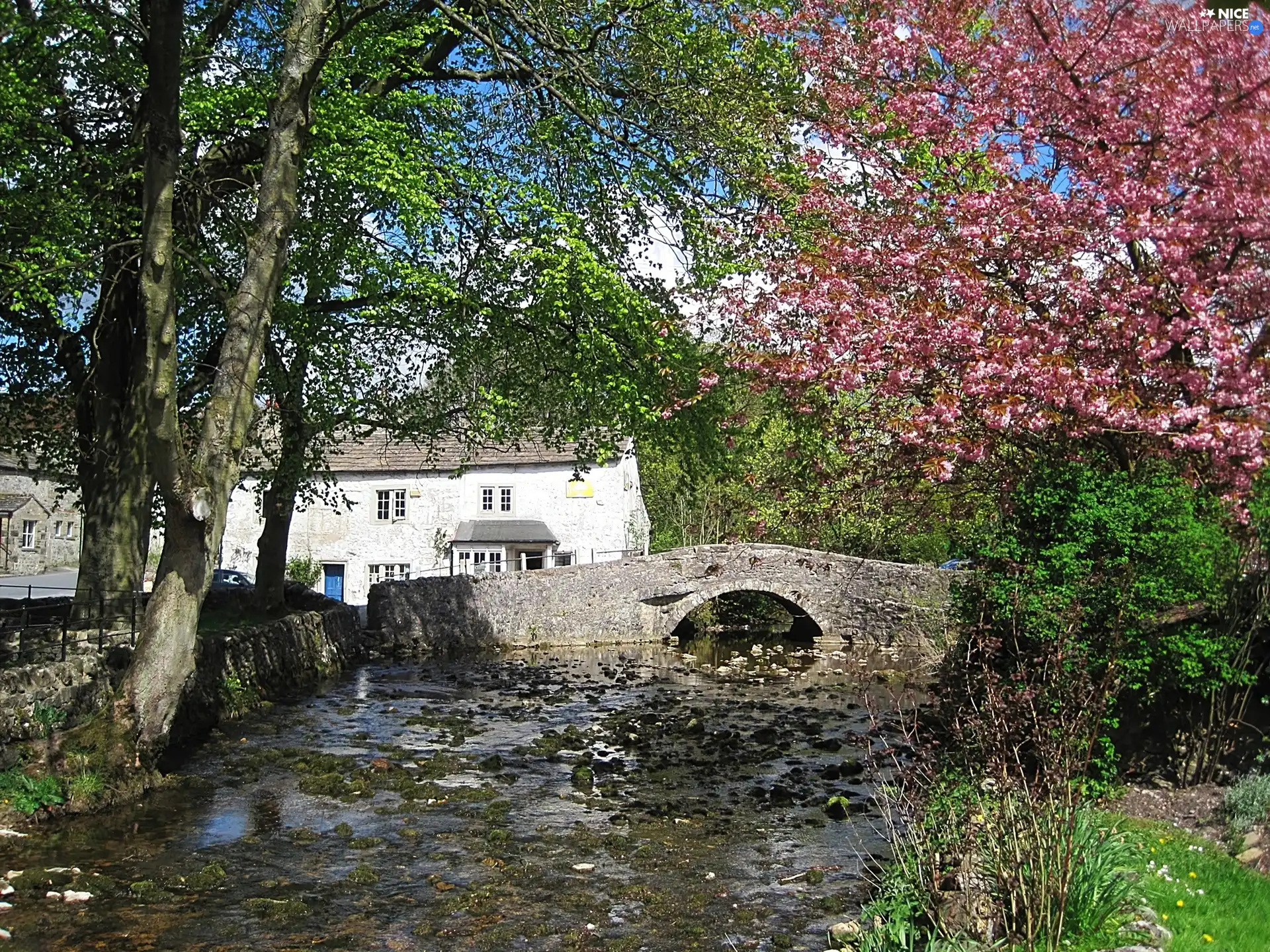 house, stone, bridges, brook