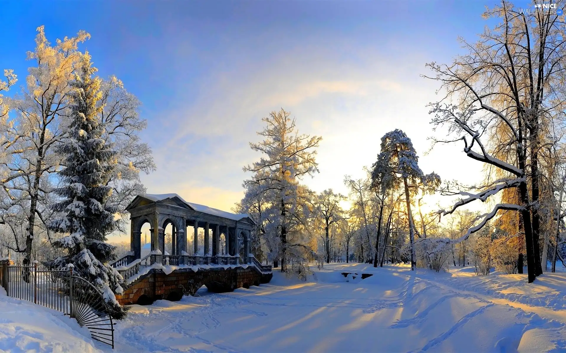 bridges, winter, Park