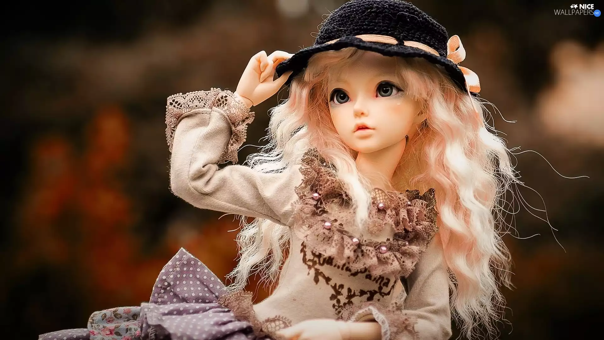 doll, Hair, Hat, Bright