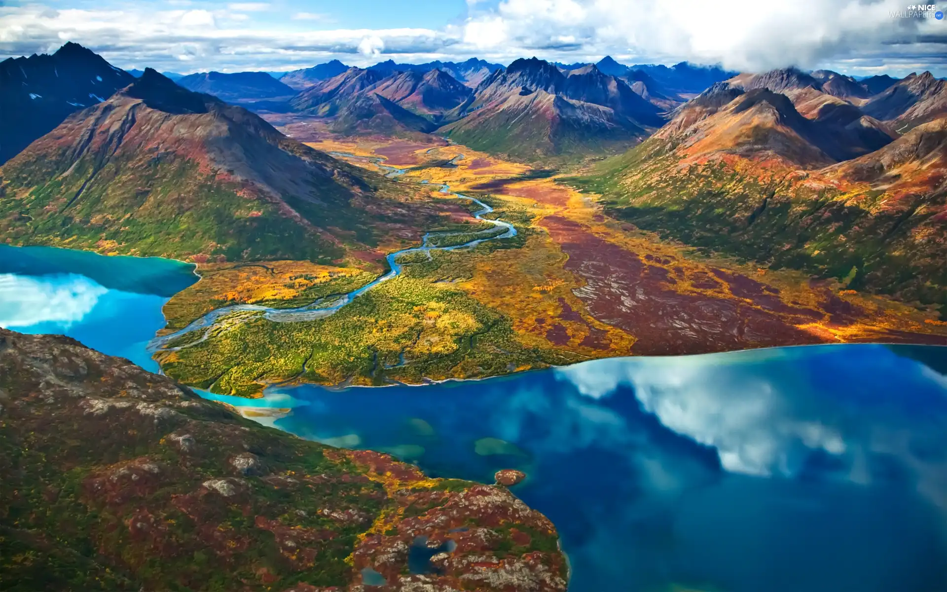 brook, Mountains, lake