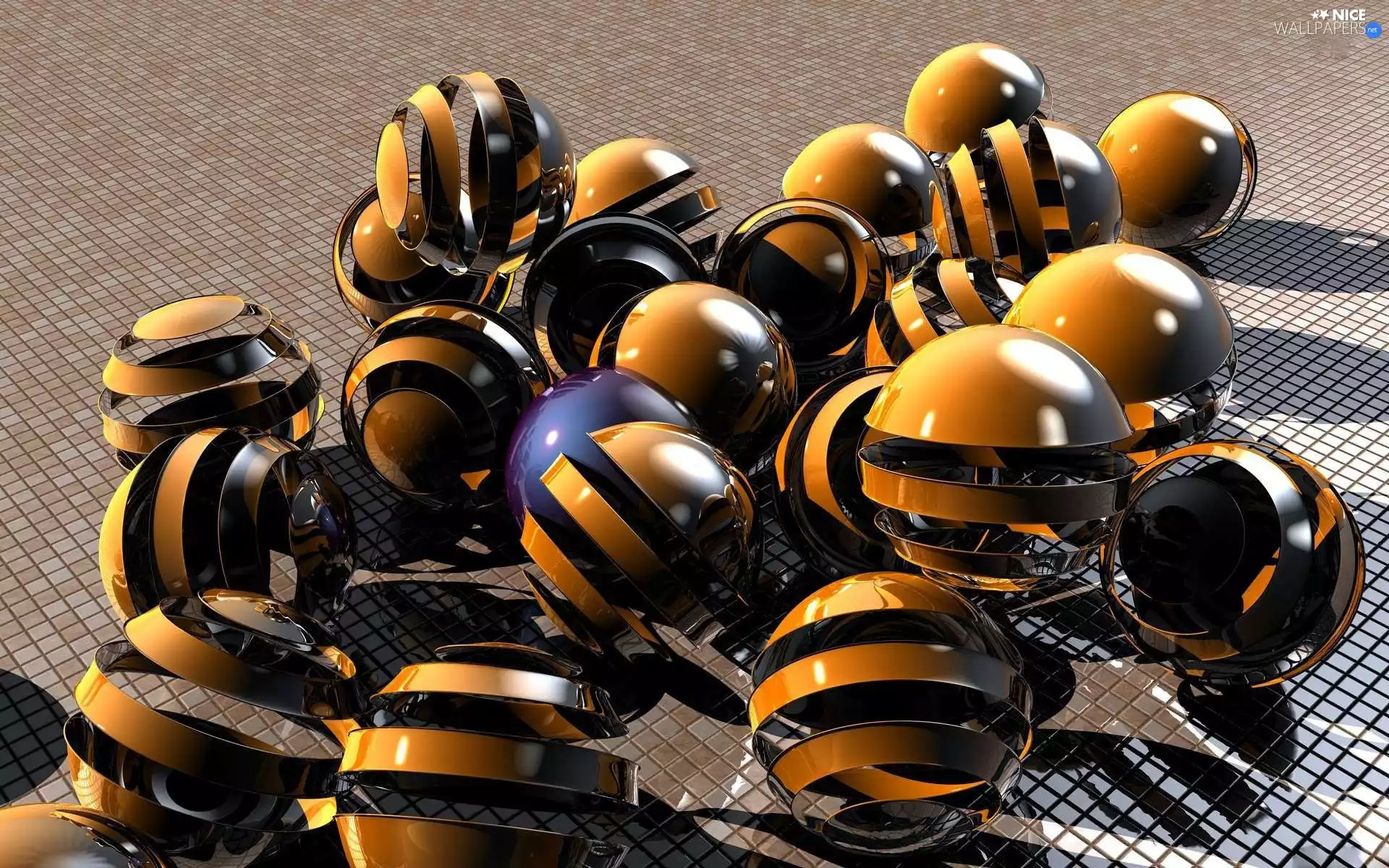 3D, Black, Orbs, brown