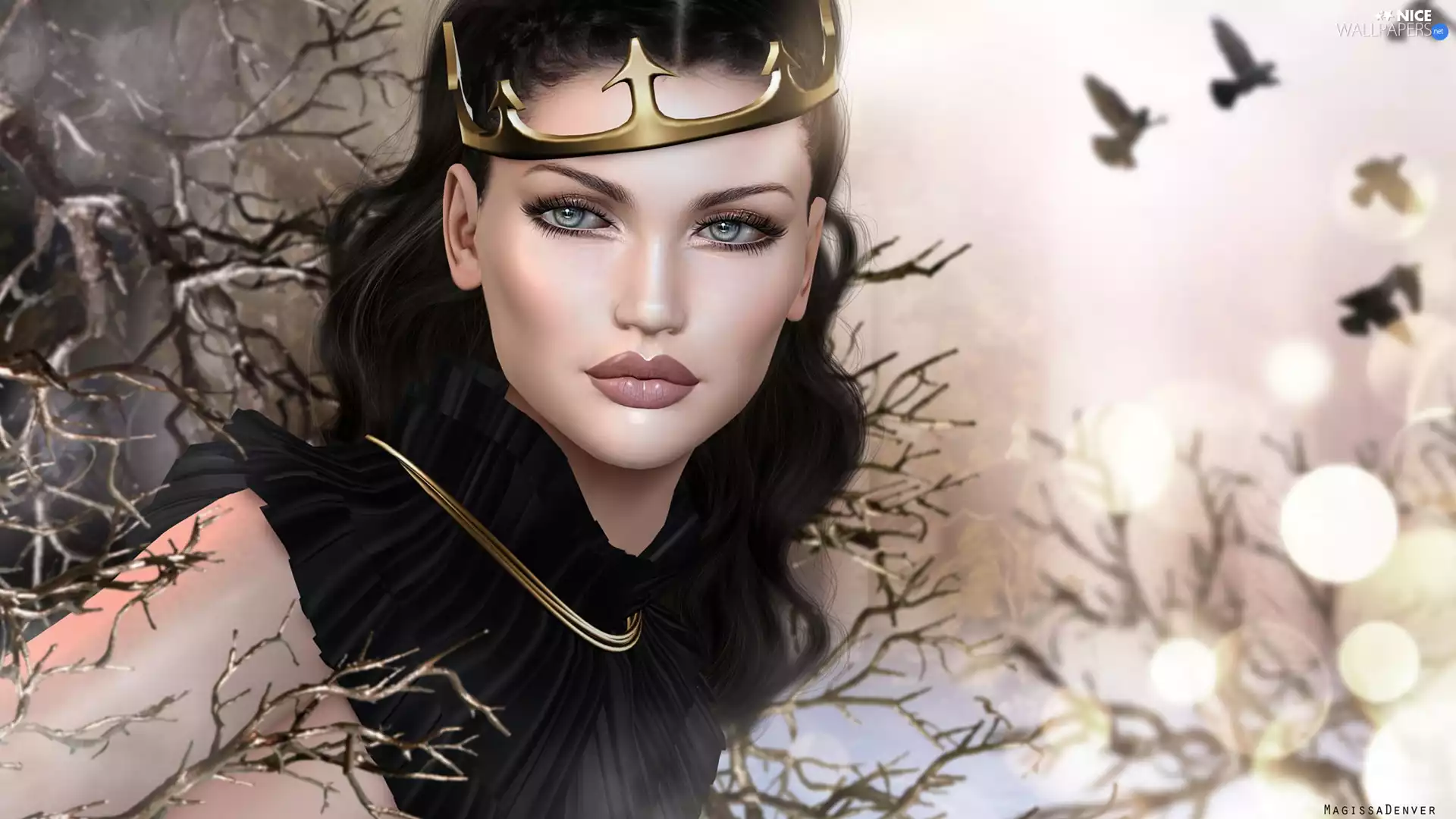 Women, brunette, Crown, 2D Graphics