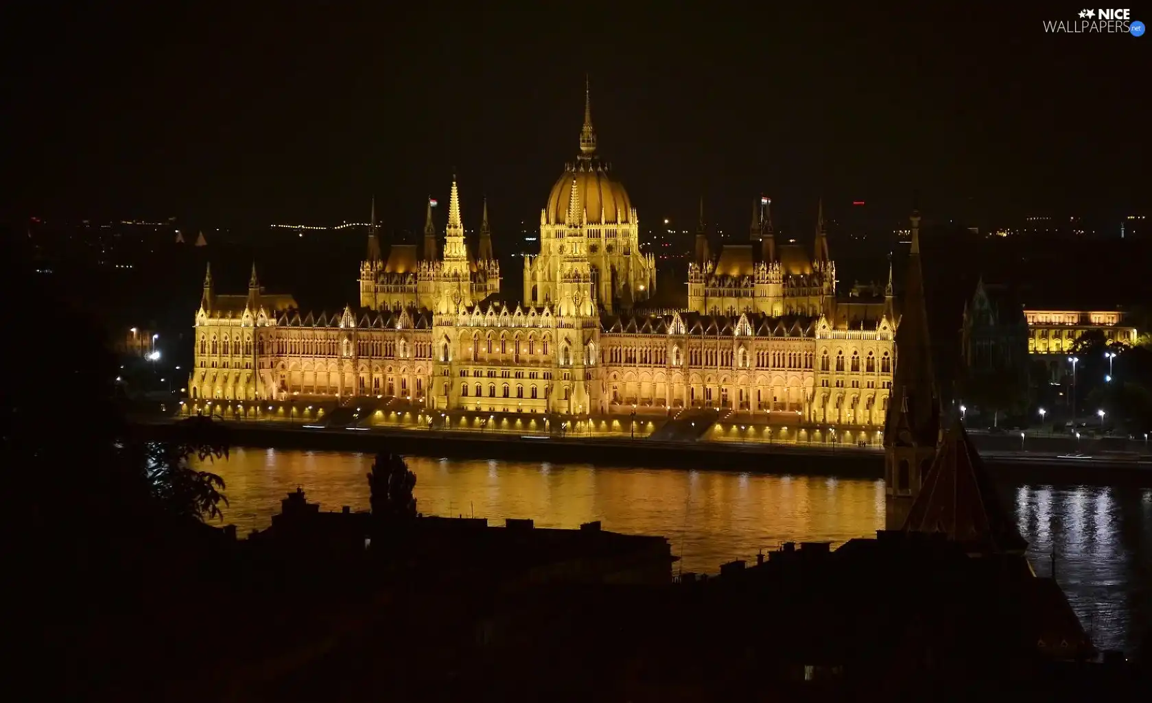 Budapest, parliament, lighting