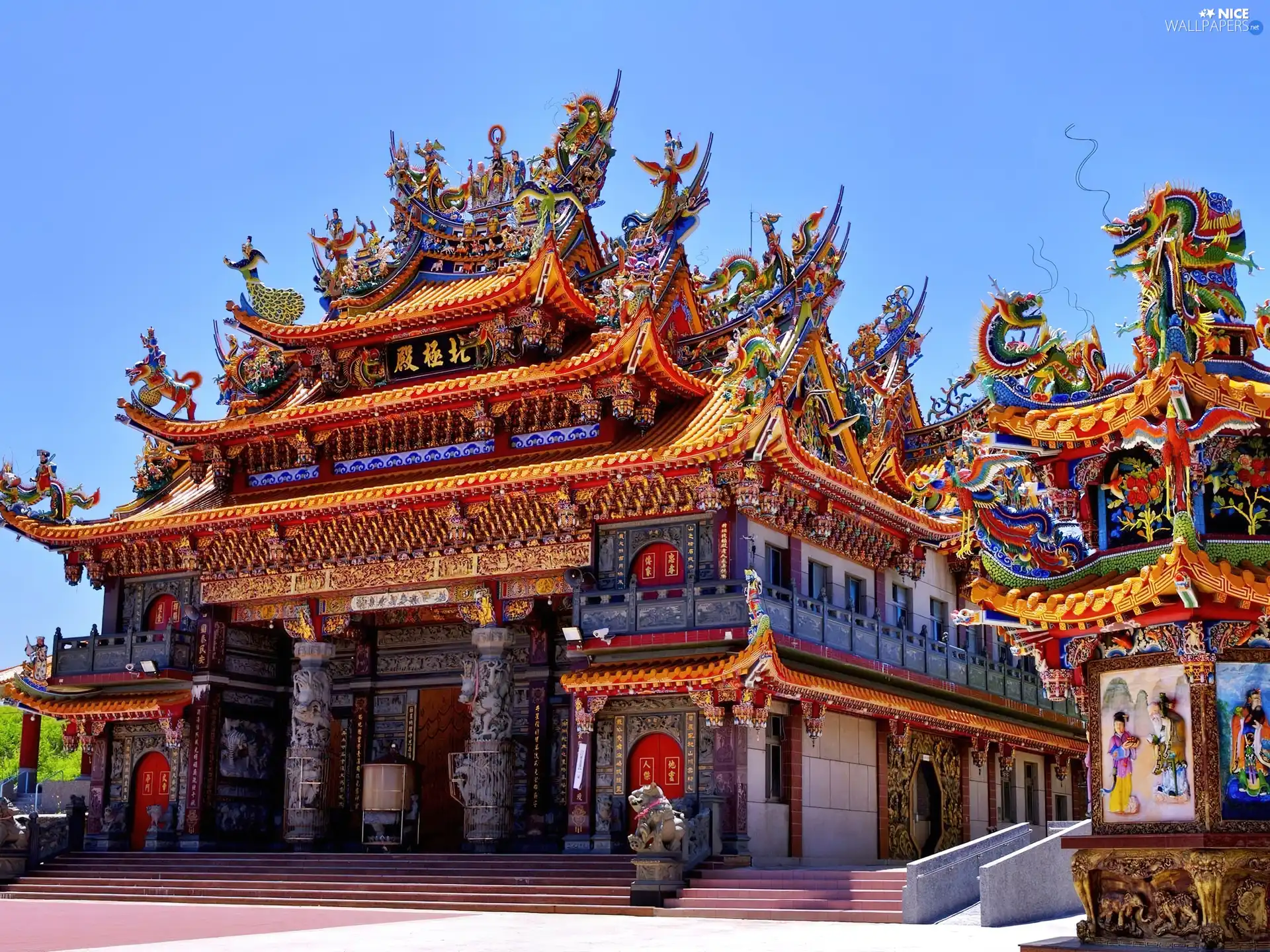 Buddhist, Coloured, temple