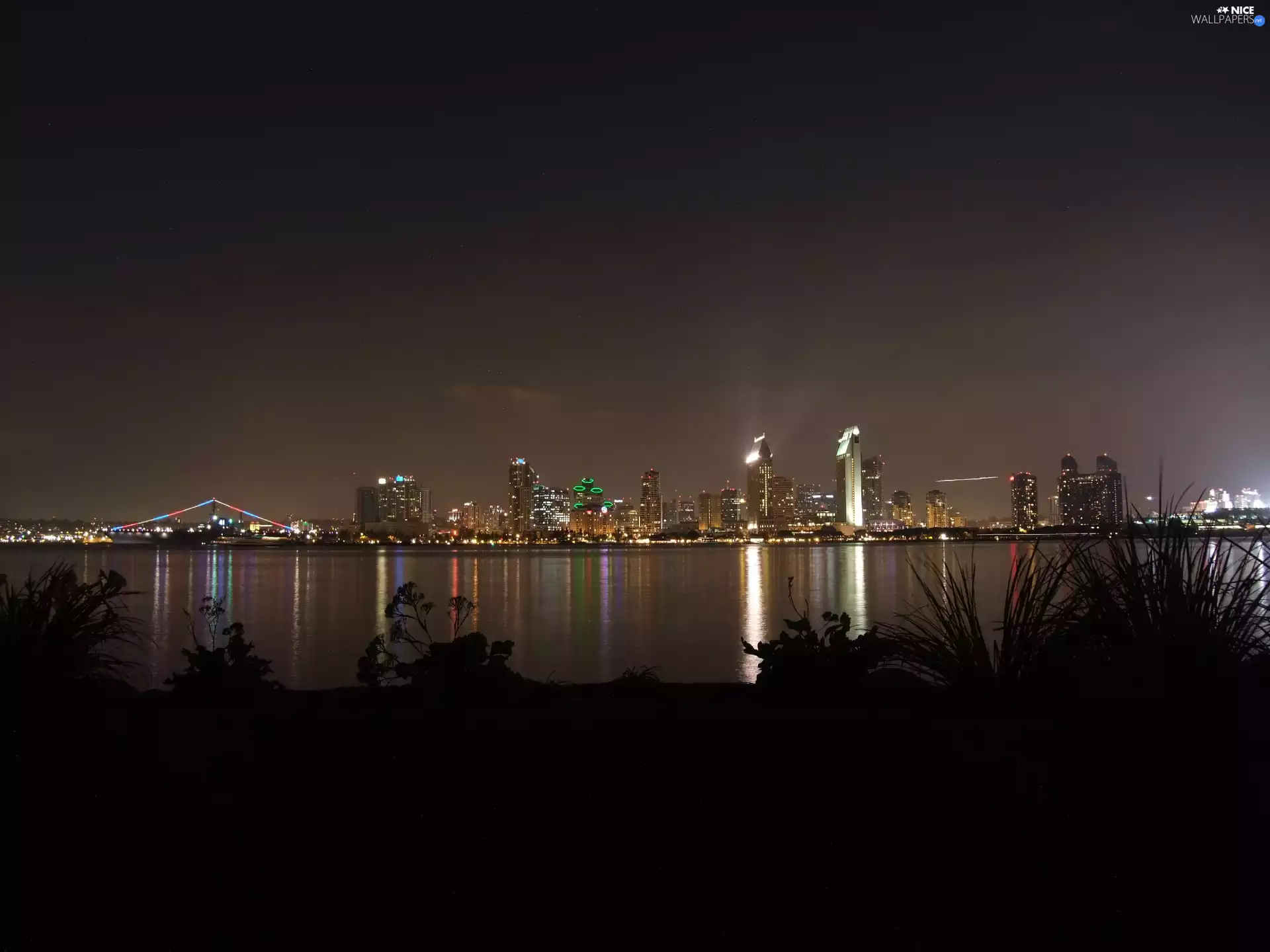 buildings, Town, Night
