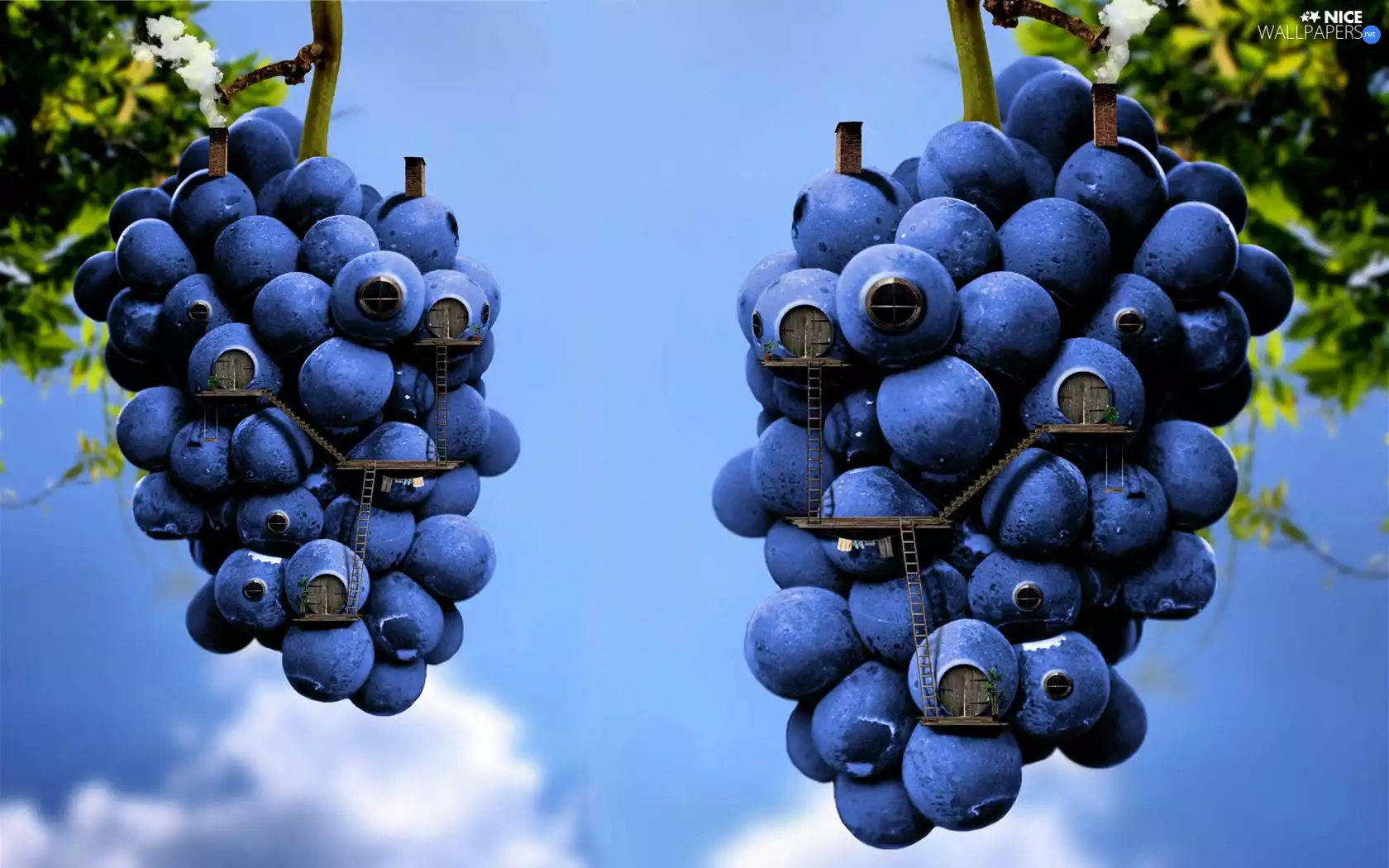 Buldings, Blue, grape