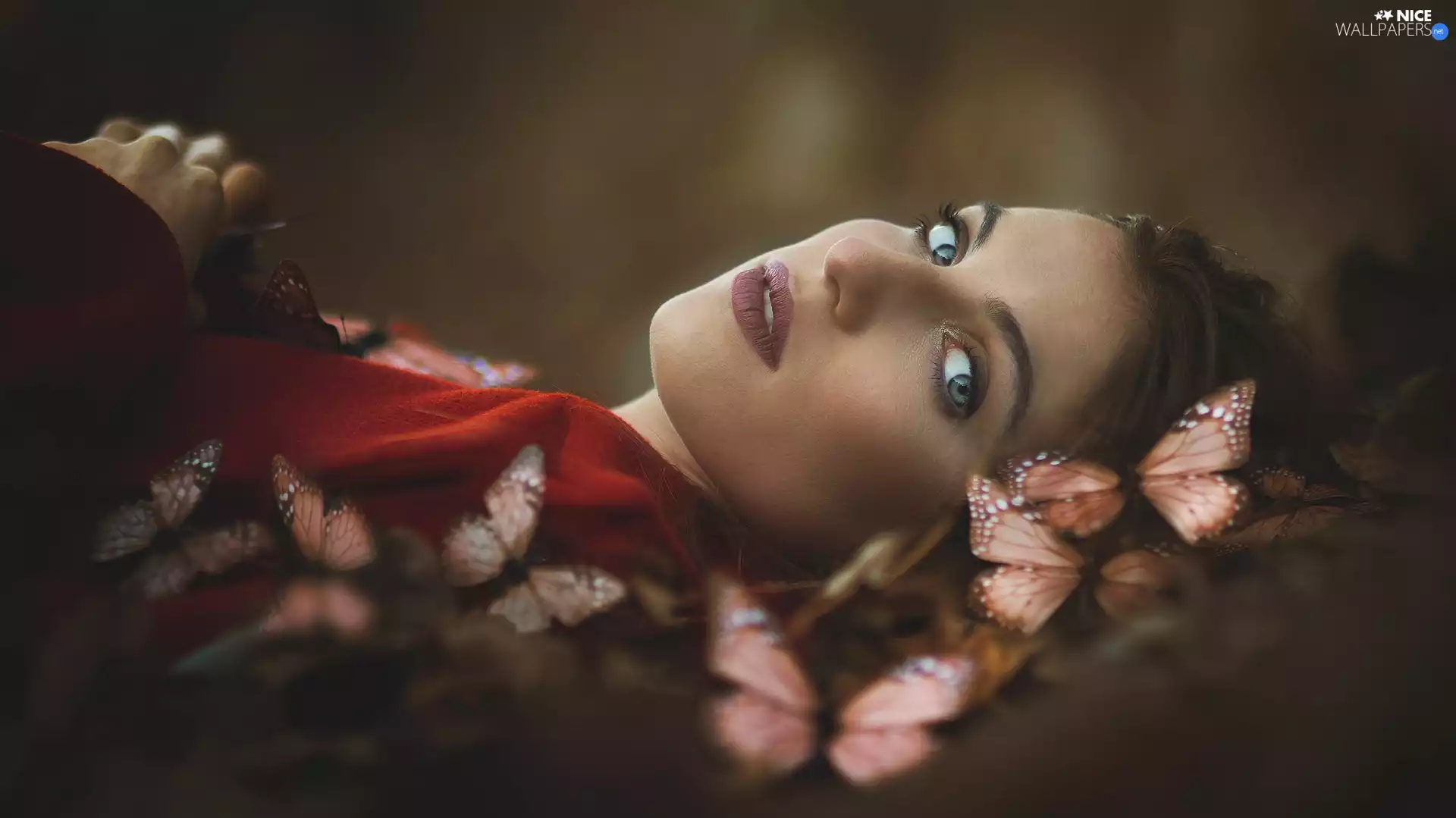 butterflies, Women, face