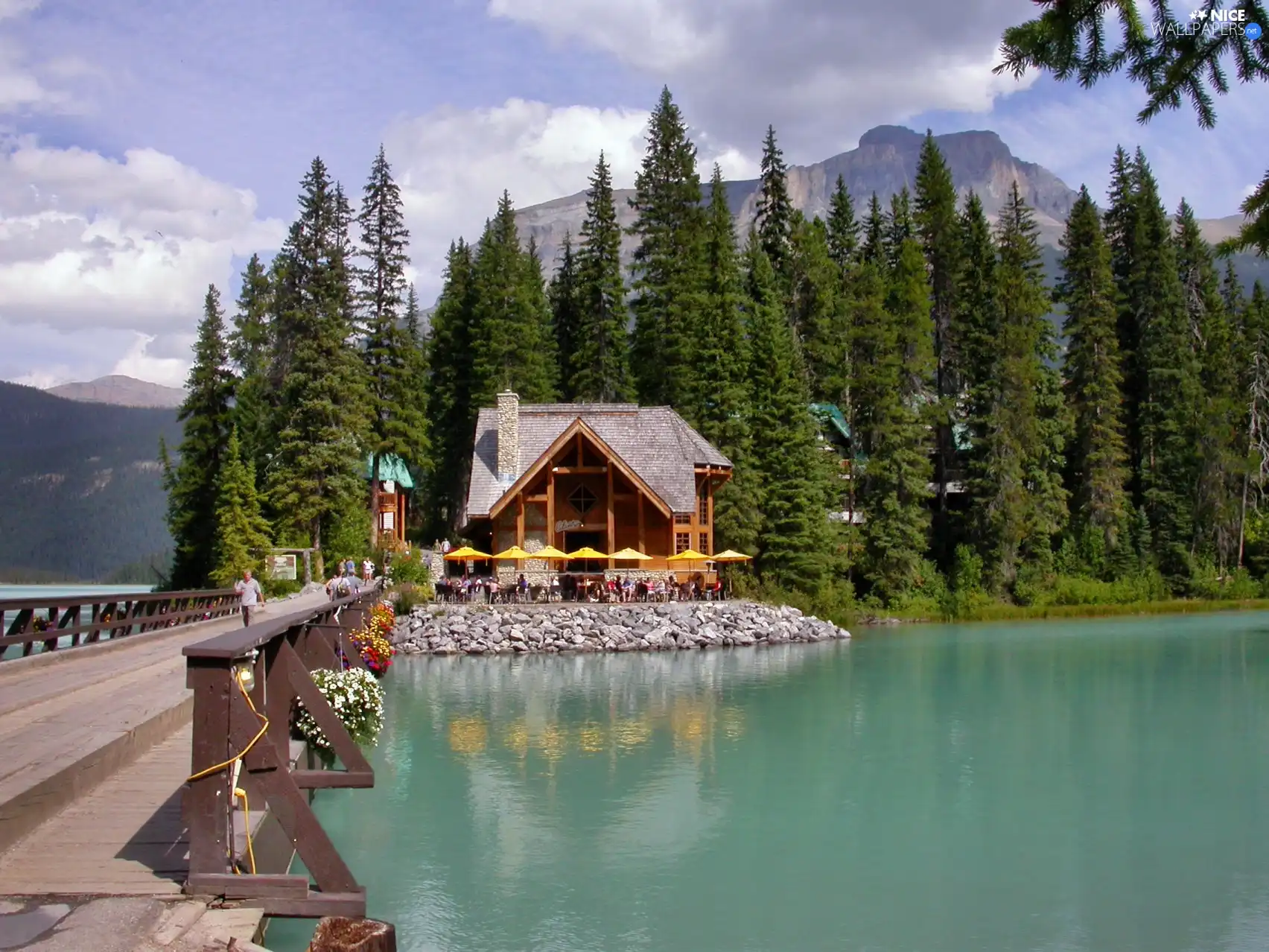 by, lake, bridge, Restaurant, wooden