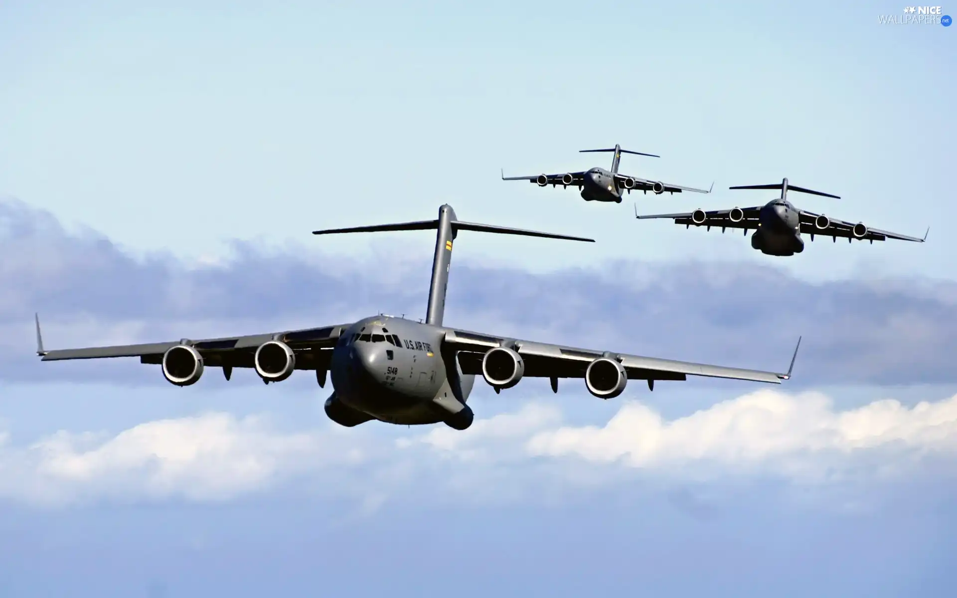 clouds, jets, Boeing C-17 Globemaster III