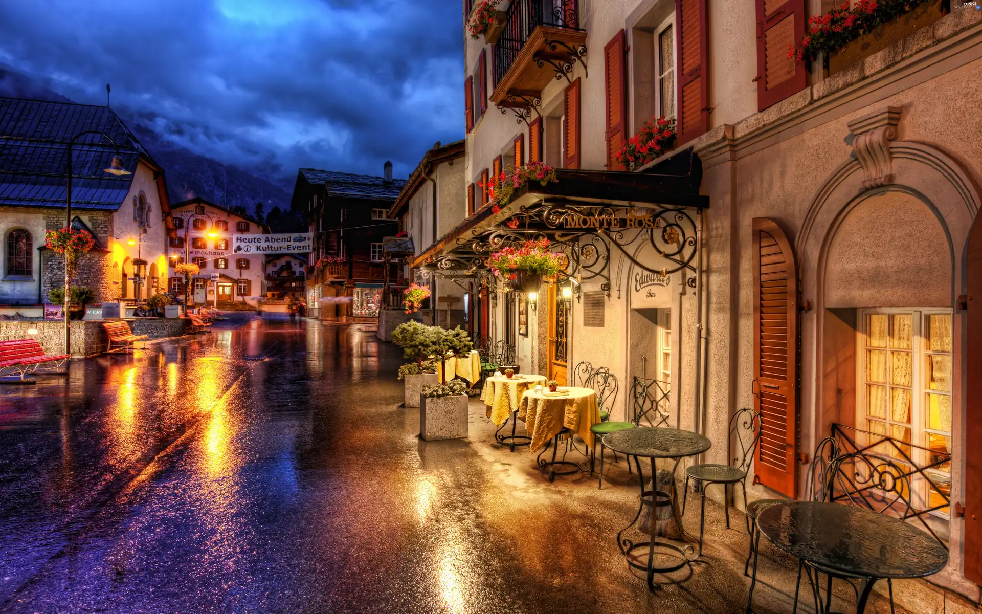 alley, light, Cafes, Night