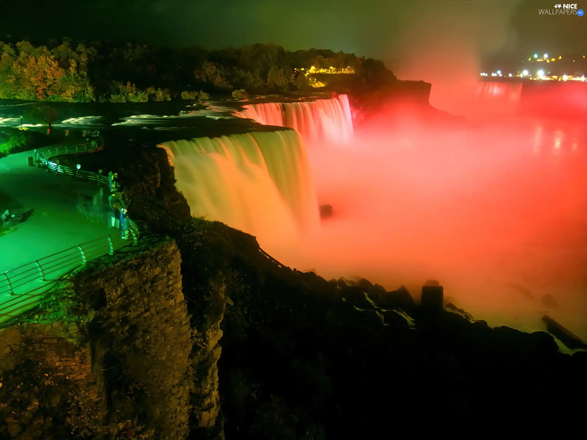 highlighted, Niagara Falls, Canada, waterfall