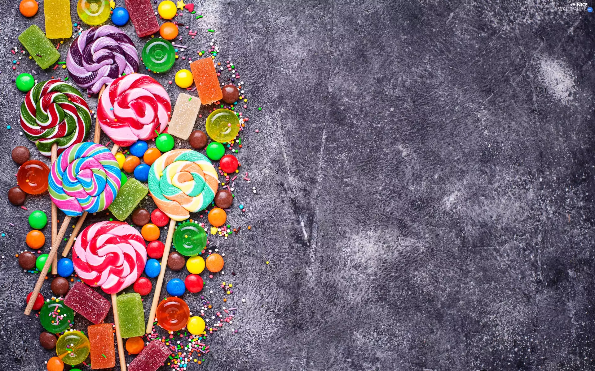 jellies, Candies, Drops, Smarties, lollipops