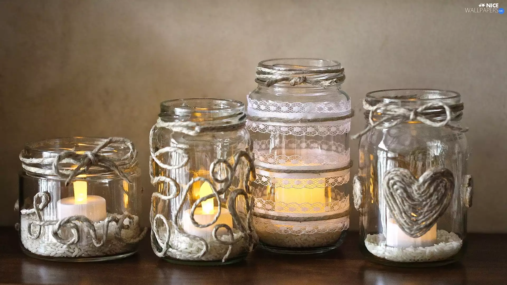 candles, decoration, Jars