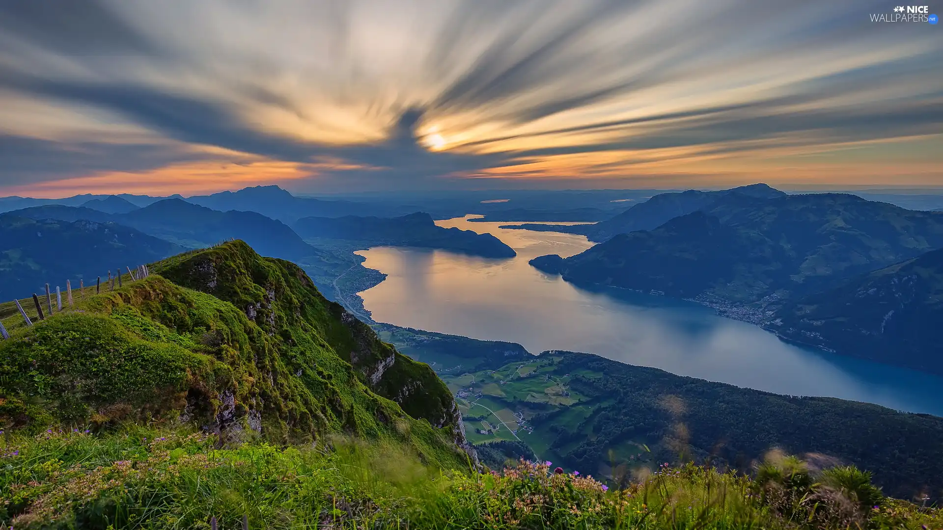 Canton de Lucerne, Mountains, Great Sunsets, Switzerland, clouds, Swiss Alps