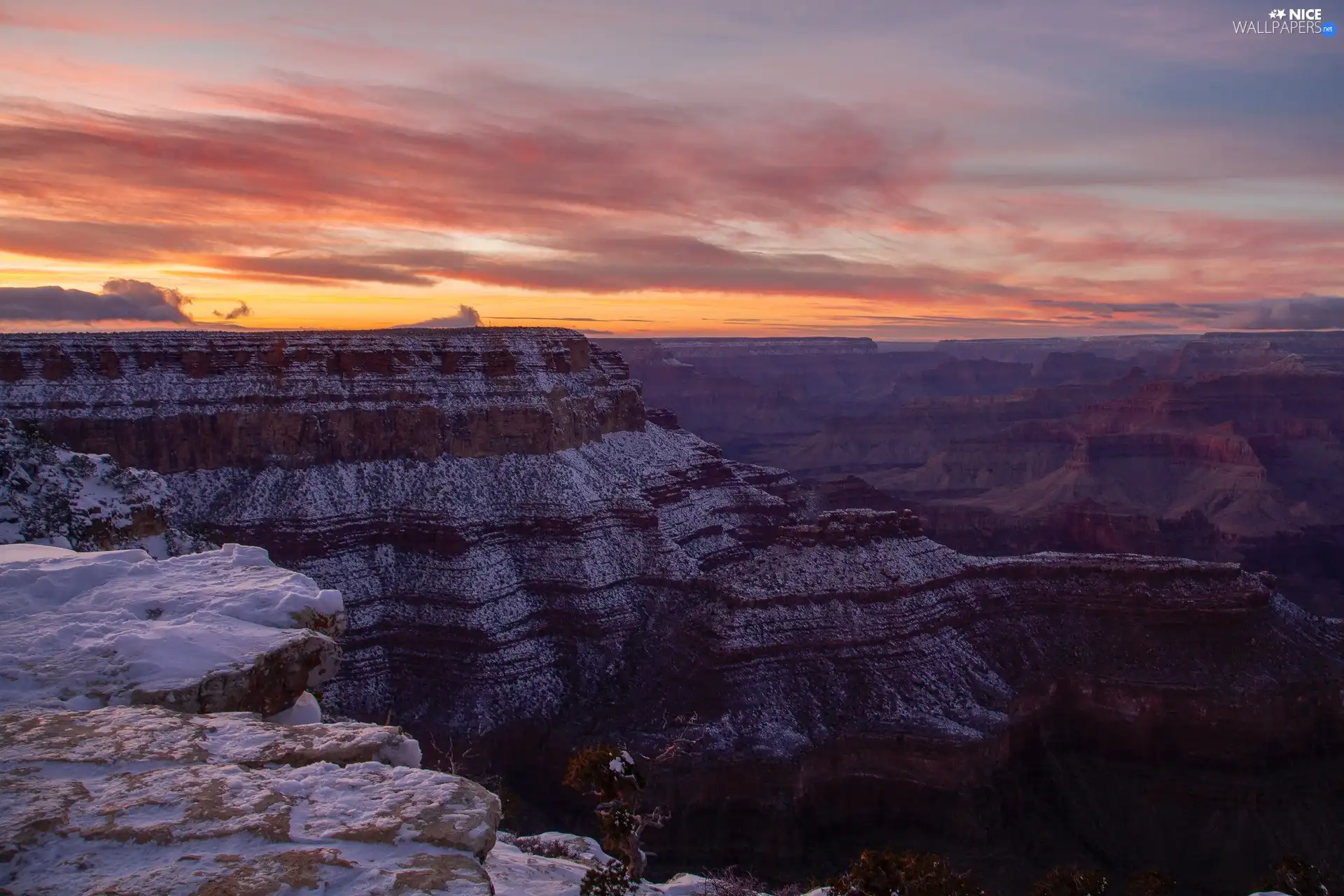winter, Great Sunsets, canyon