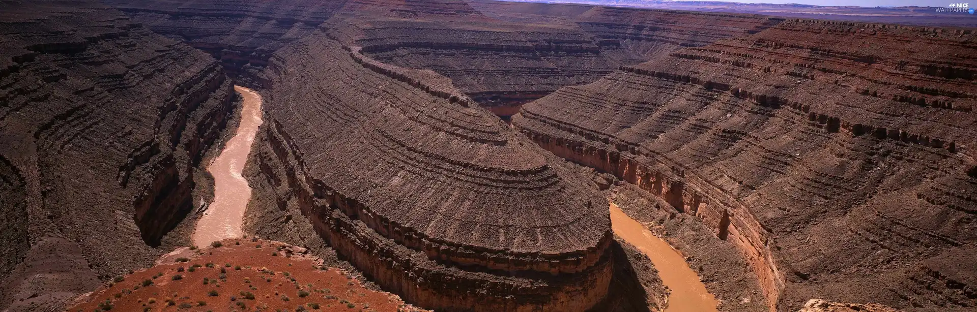 high, River, canyon, rocks