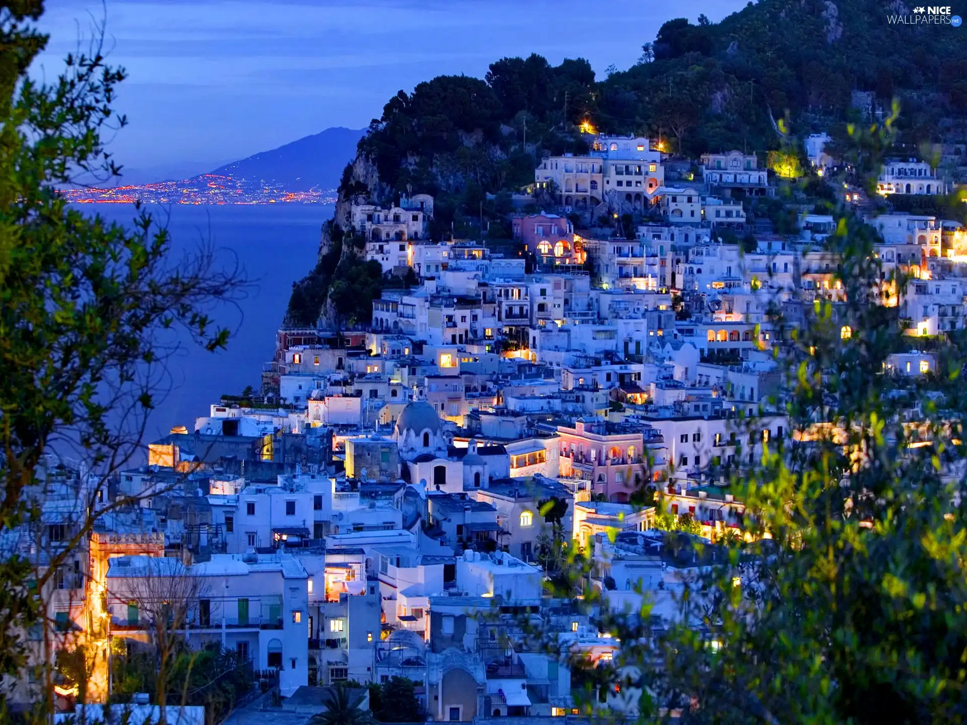 Houses, Island, Capri, Night