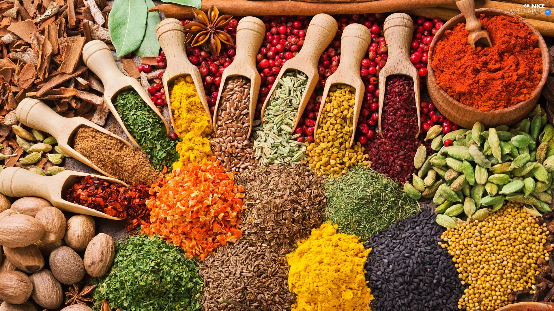 Cumin, Curry, Chile, cinnamon, pepper, spice, Cardamom, anise, Bay Leaf, Curcuma