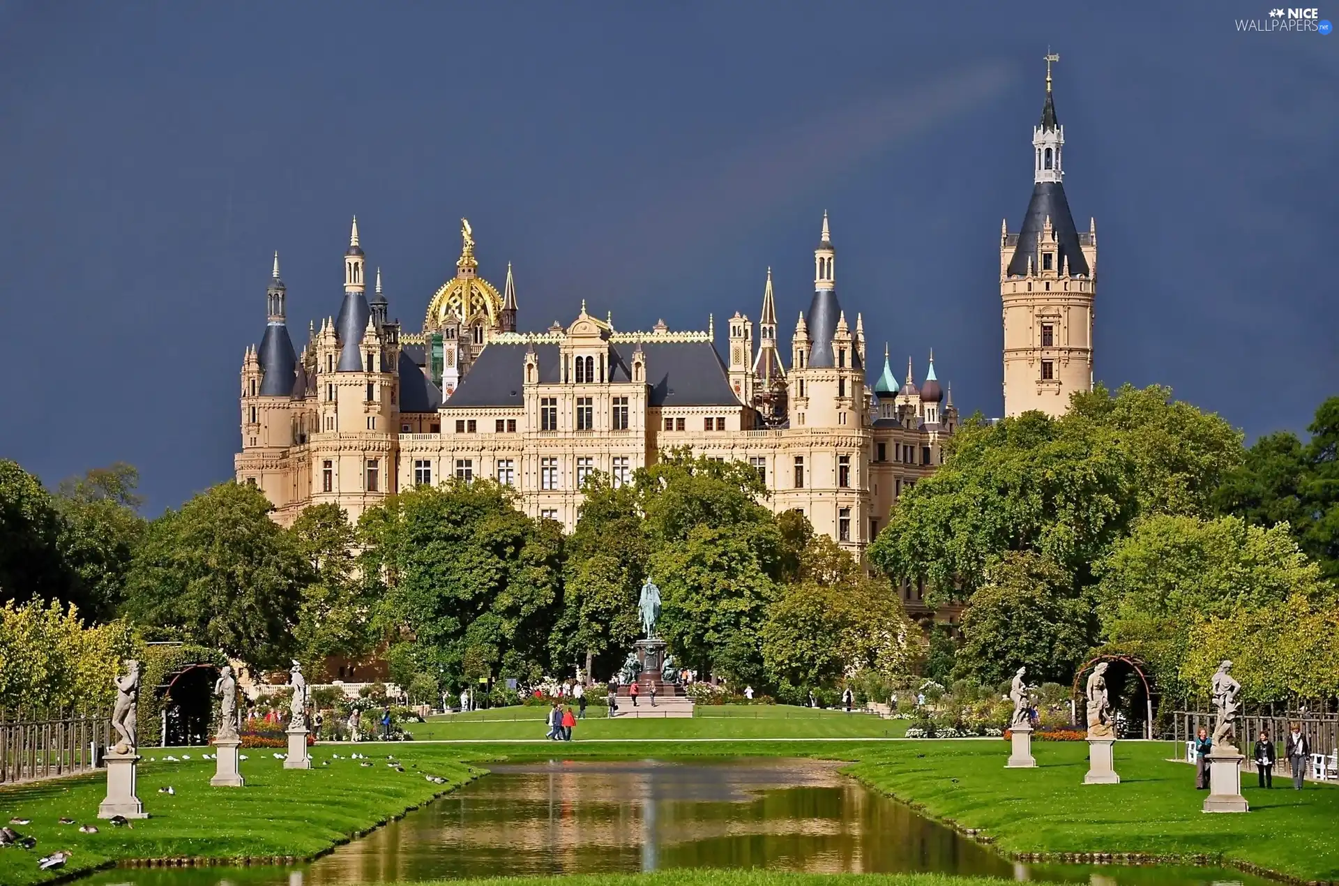 Castle, Baden, Park, statues, Hohenzollern, Württemberg