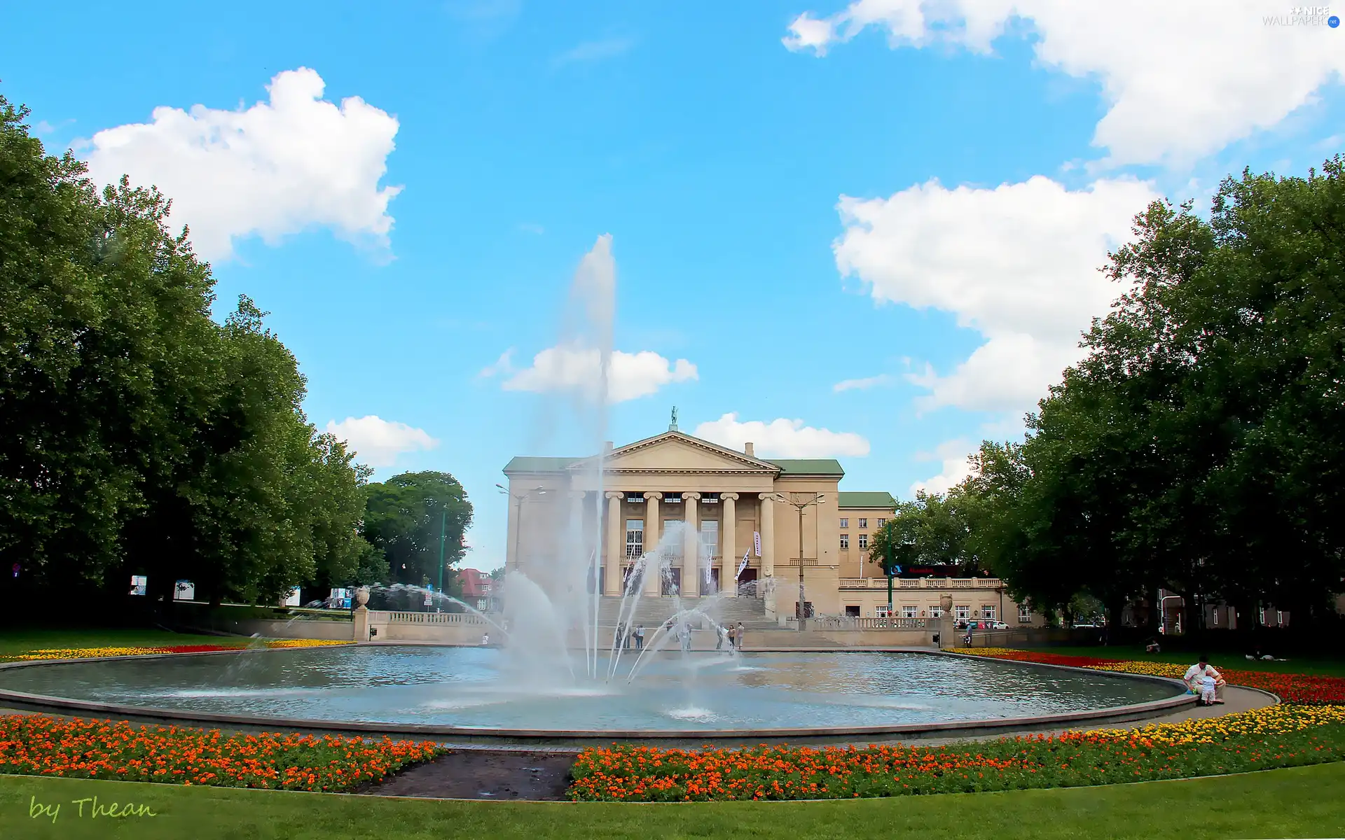 centre, fountain, Poznań