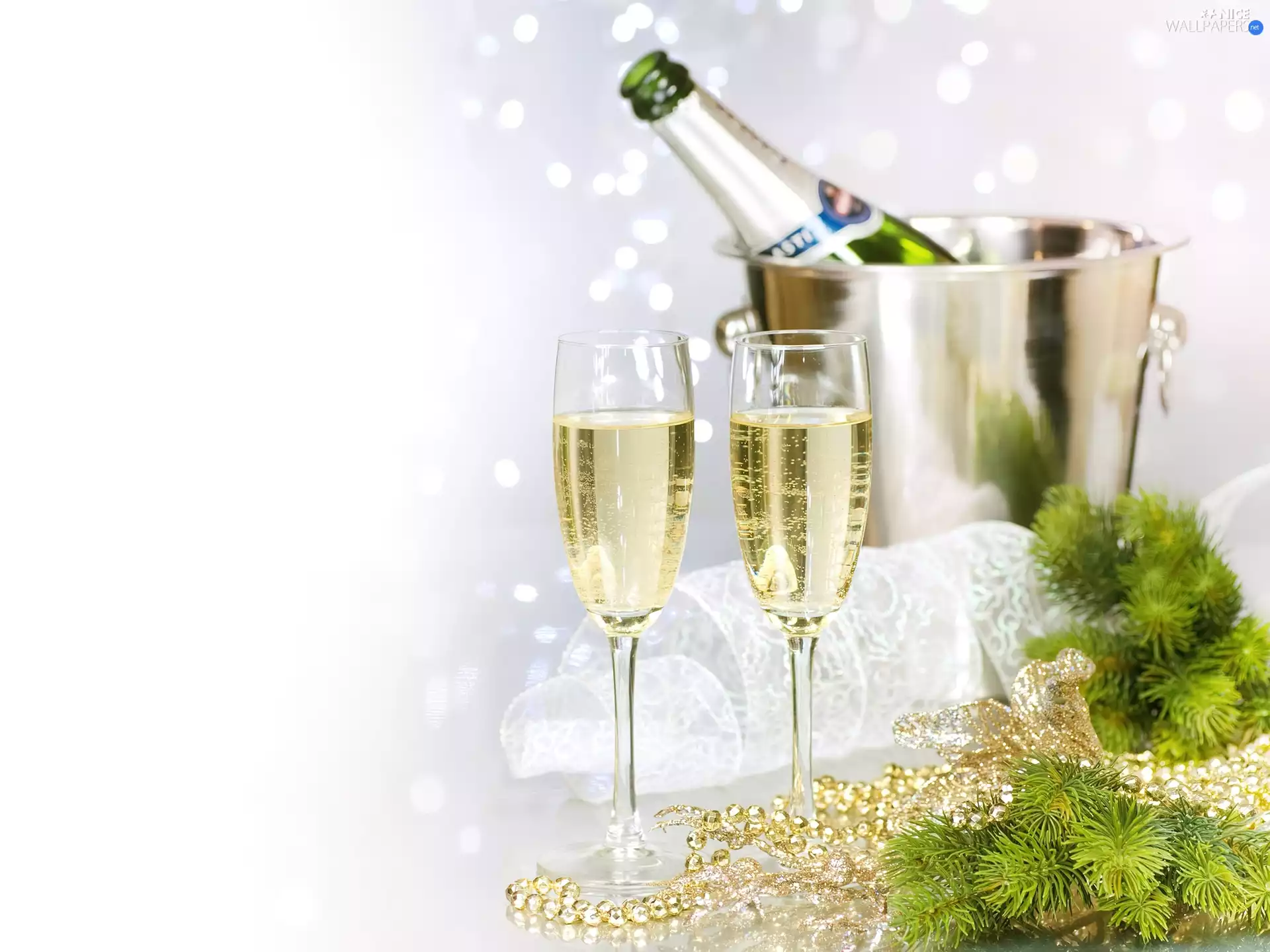 glasses, New, year, Champagne