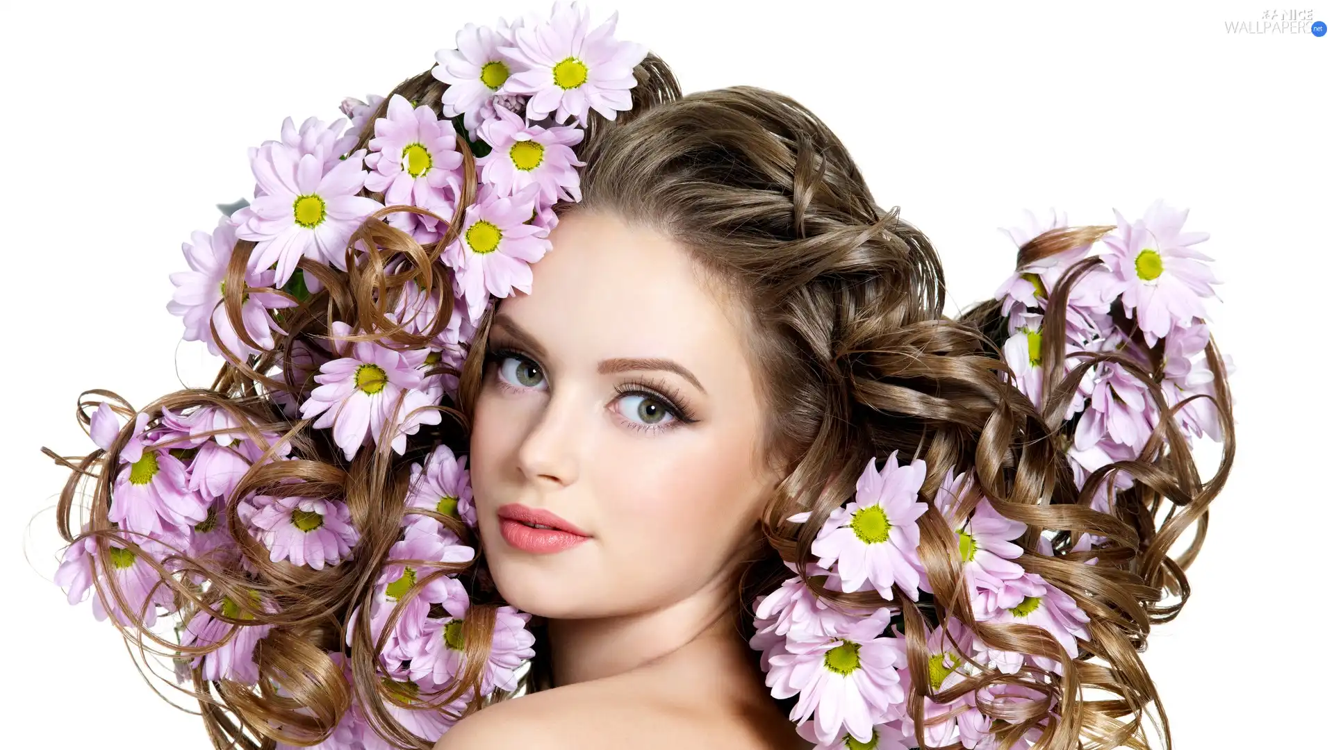 Women, Flowers, characterization, make-up