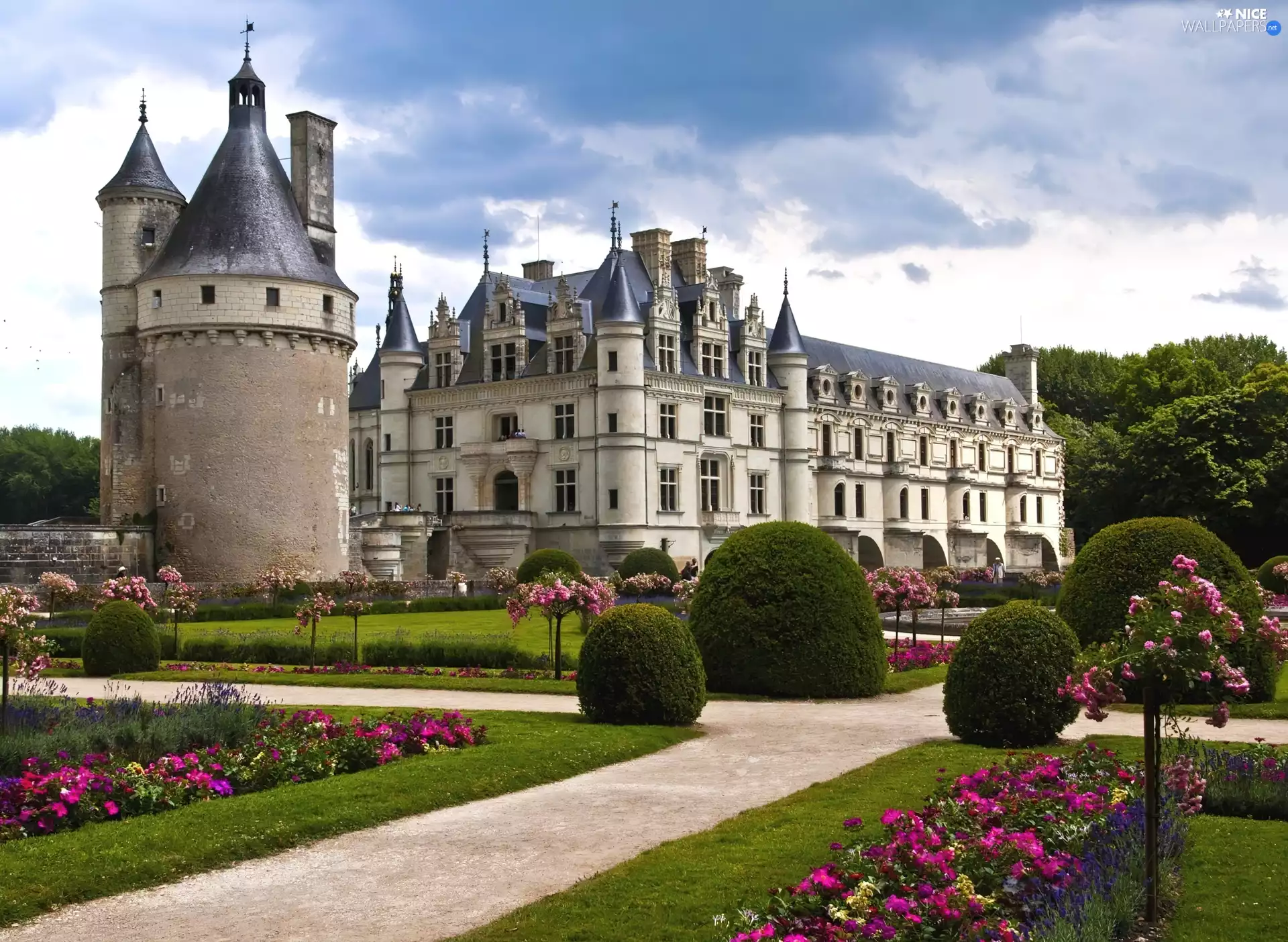 Castle, France, Garden, Chenonceau