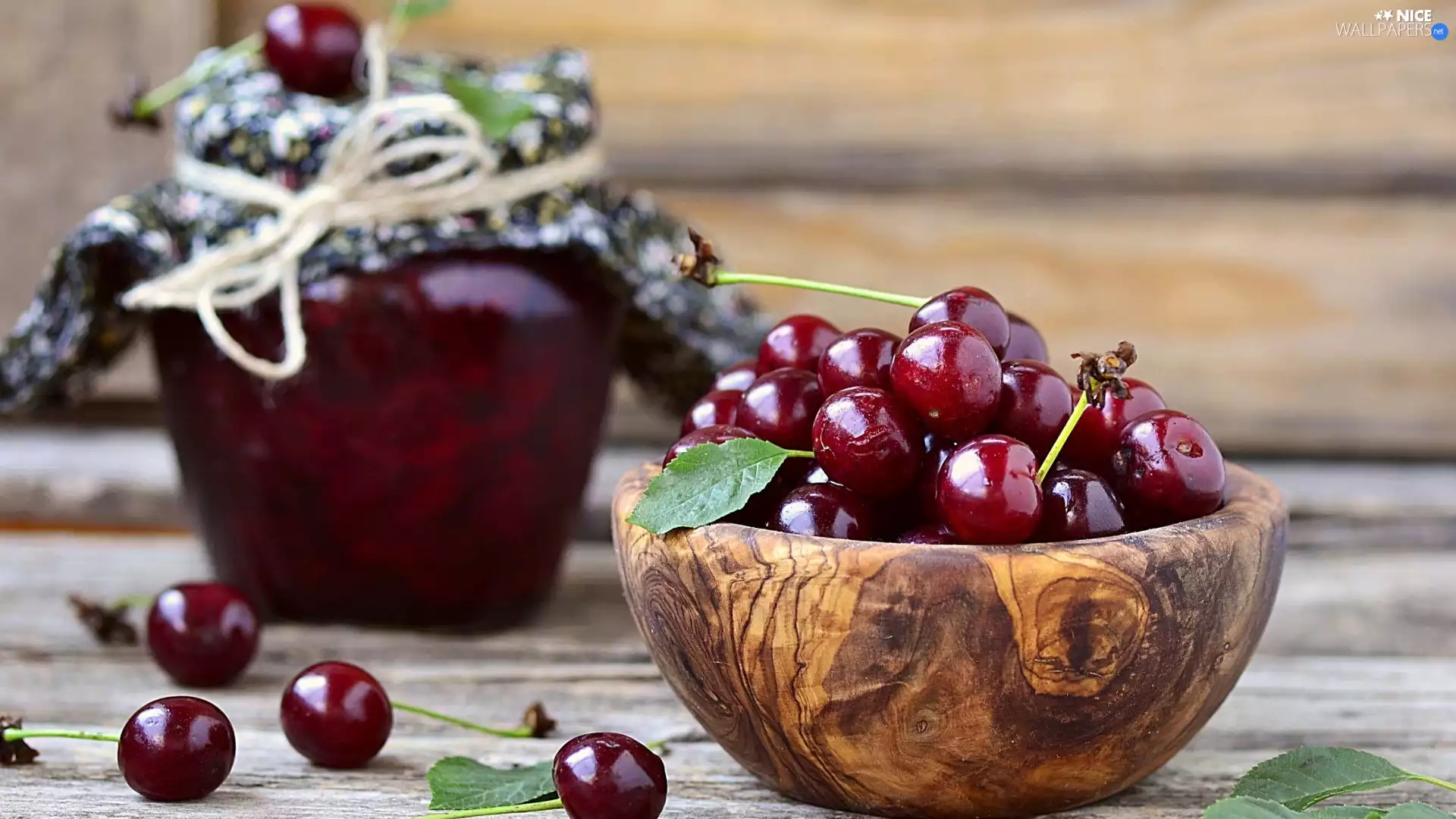 bowl, jar, Jam, cherries
