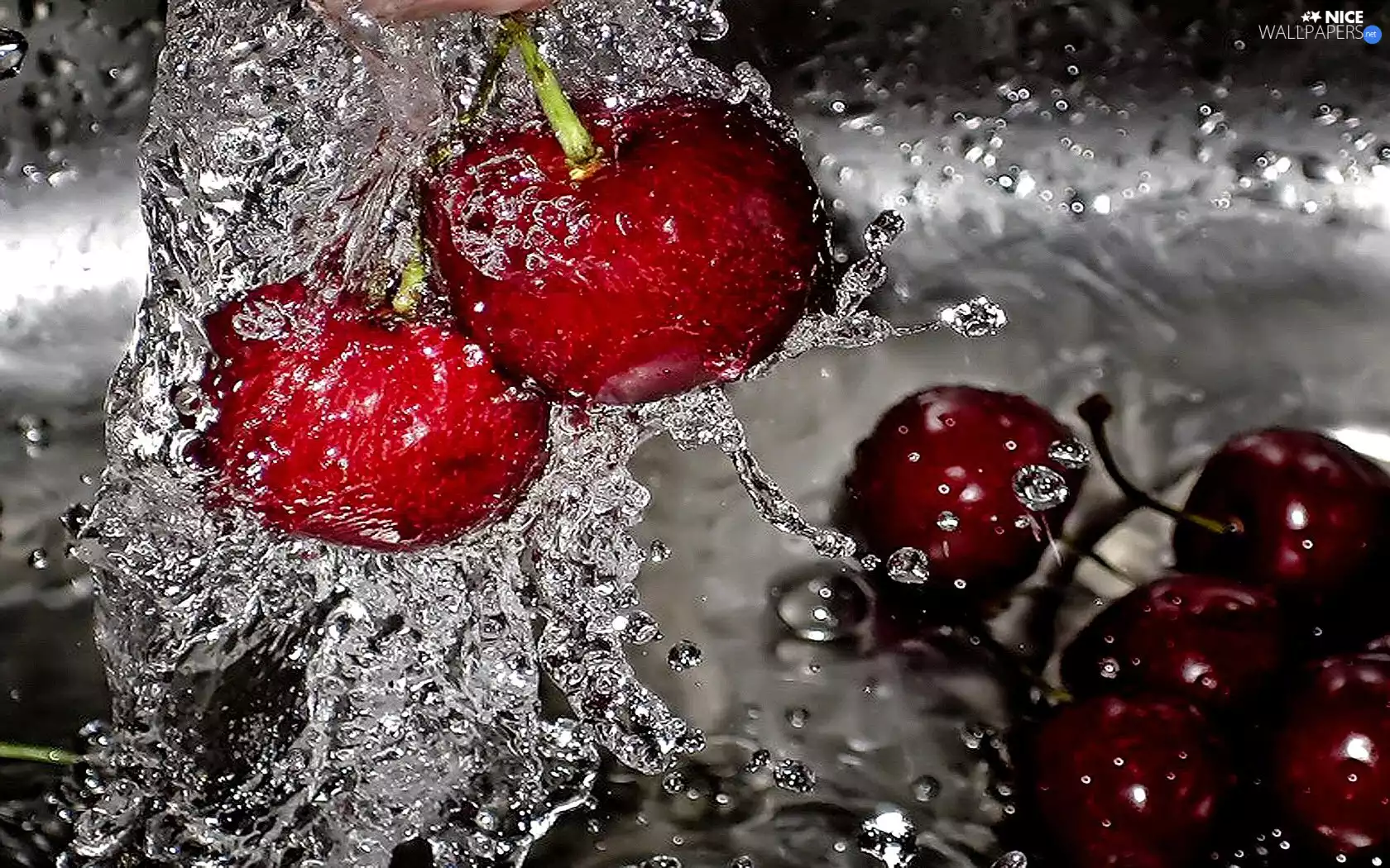 cherries, water