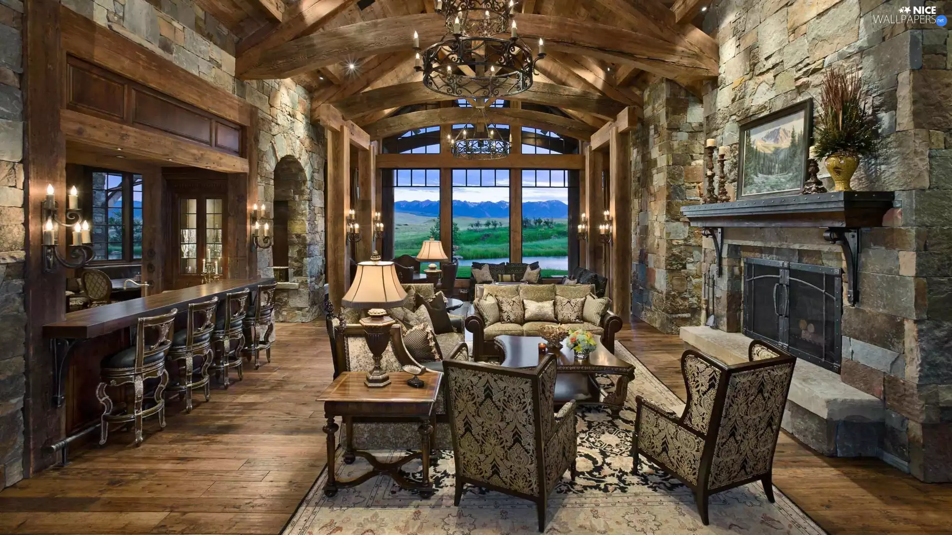 walls, Bar, burner chimney, Stone, saloon