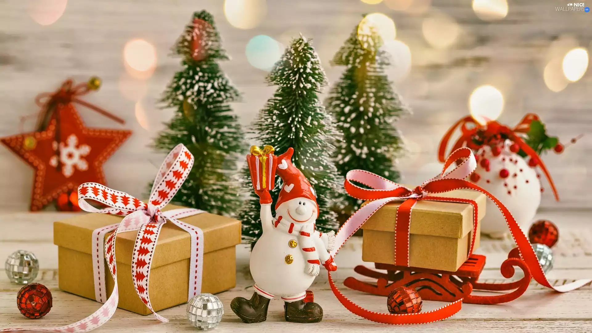Snowman, Christmas, Christmas, Christmas, gifts, composition