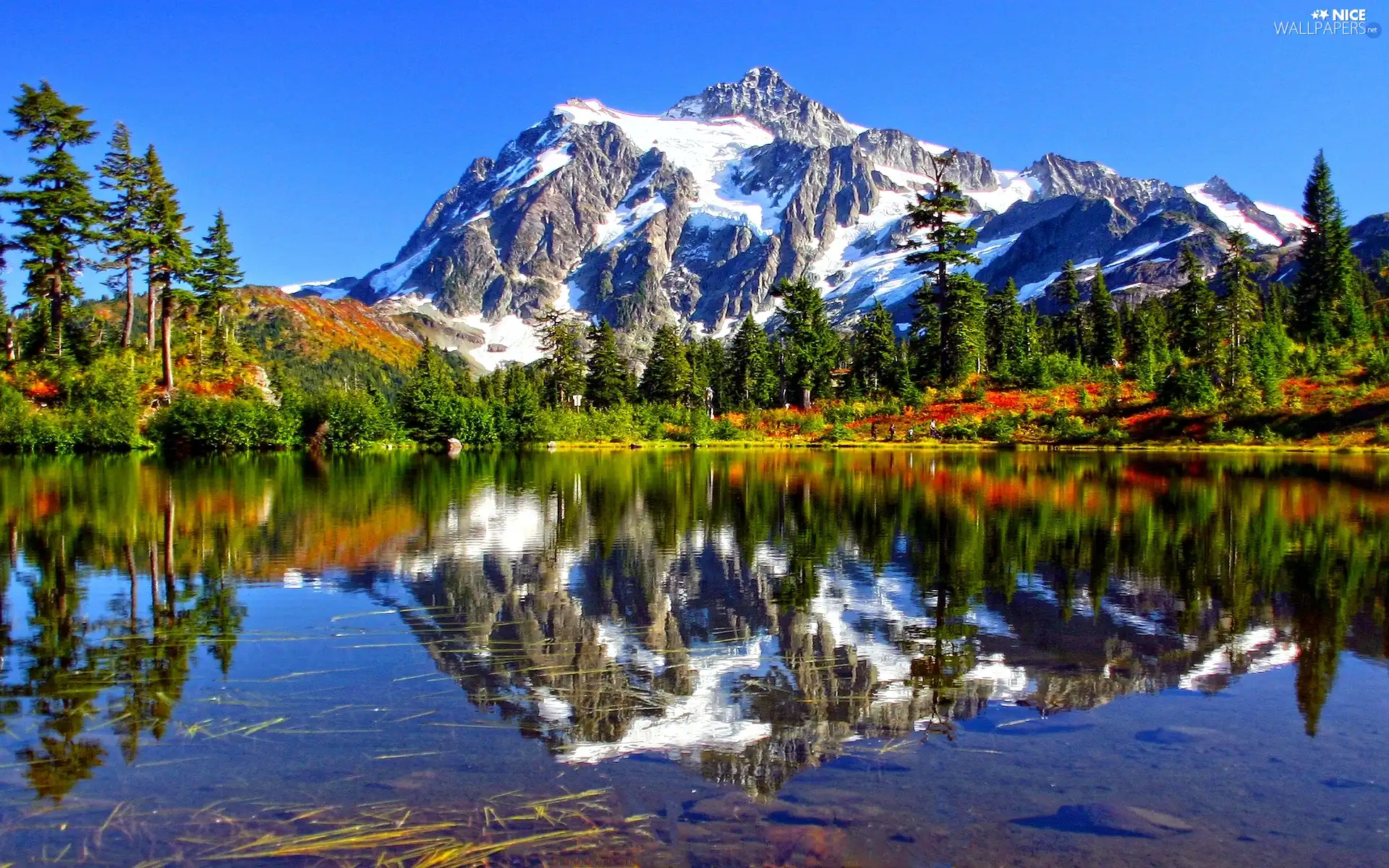 Christmas, Mountains, lake